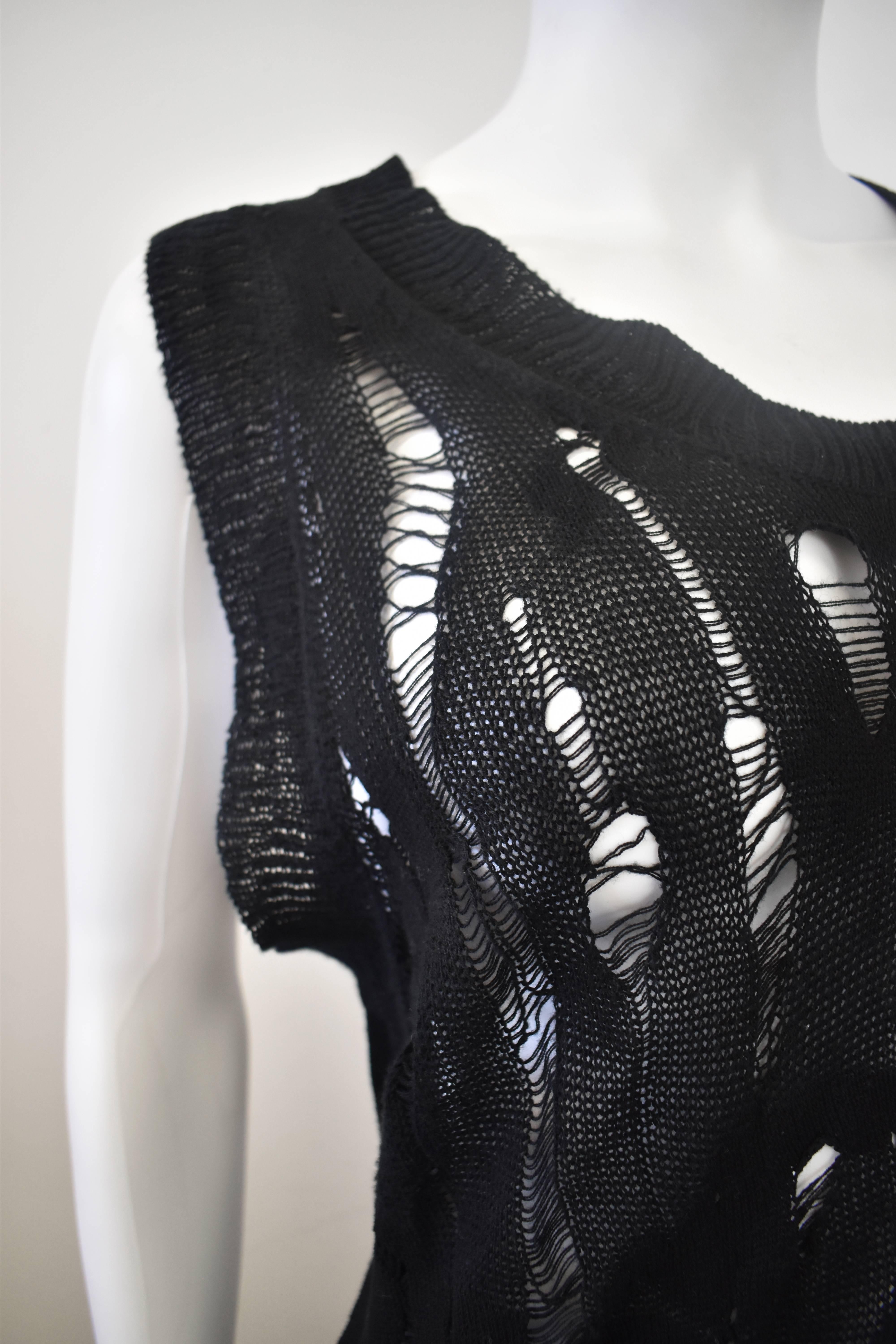 Junya Watanabe Black Distressed Knit Dress 2009 In Excellent Condition For Sale In London, GB