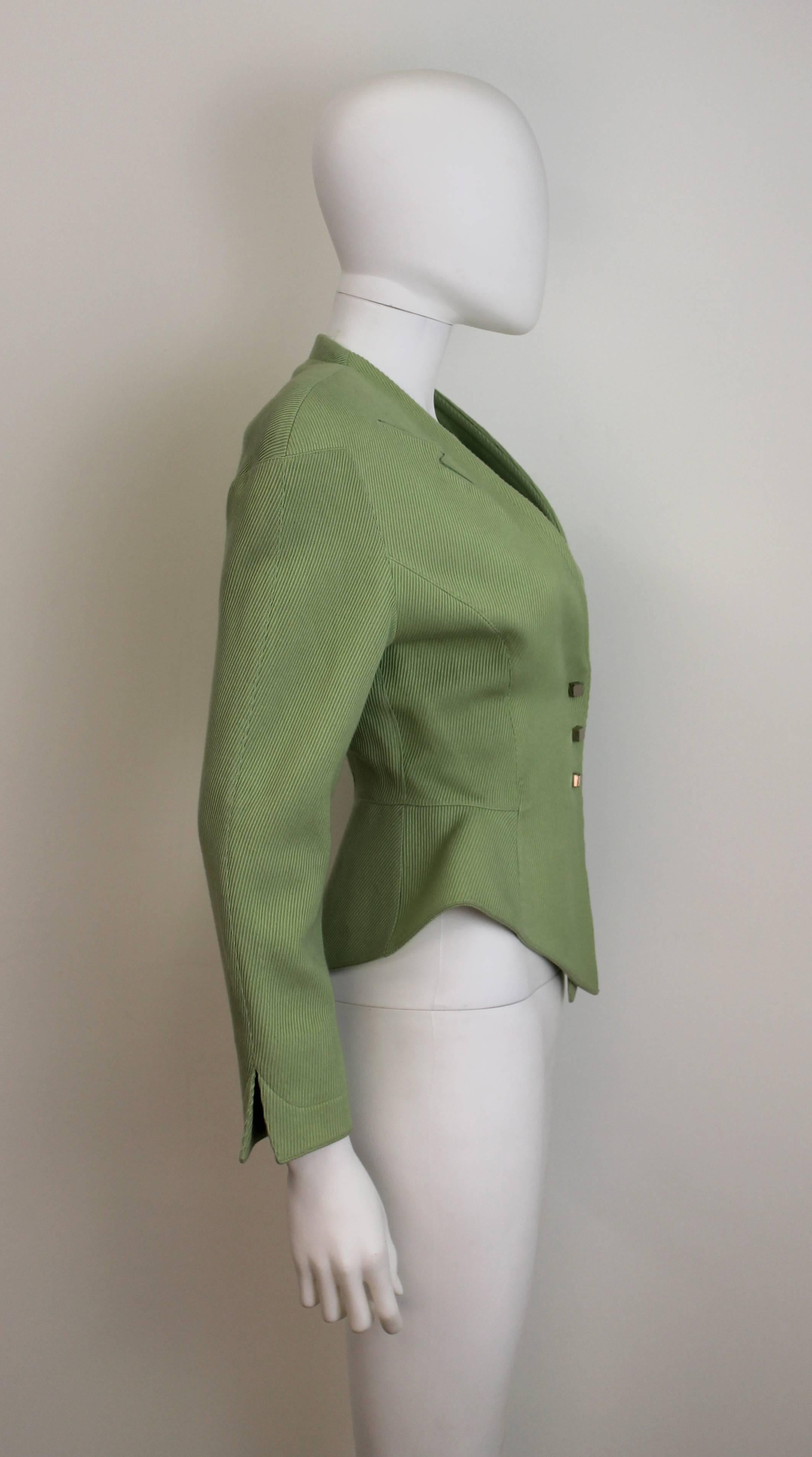 1990's Thierry Mugler Green Lightning Bolt Jacket In Good Condition In London, GB