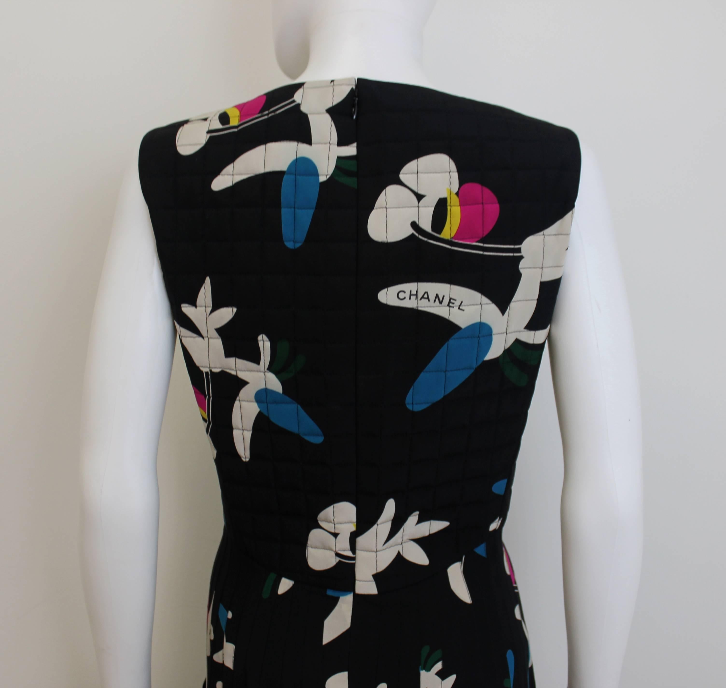 Chanel SS 2001 Quilted Floral-Print Dress In Excellent Condition In London, GB