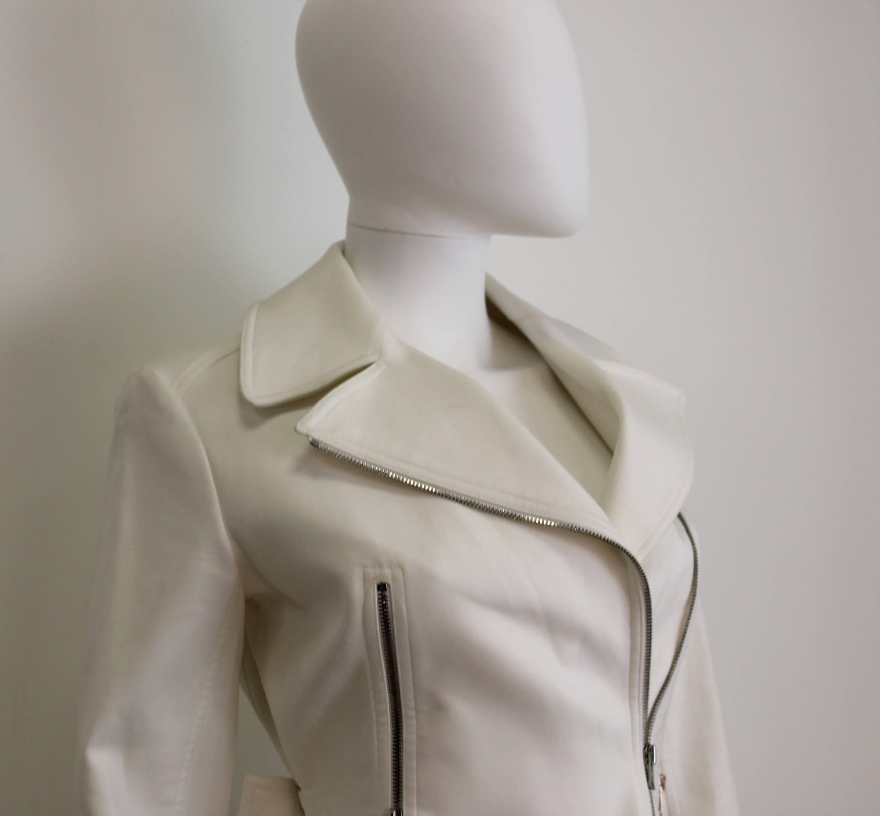 Alaia Classic White Motorcycle Jacket In Excellent Condition In London, GB