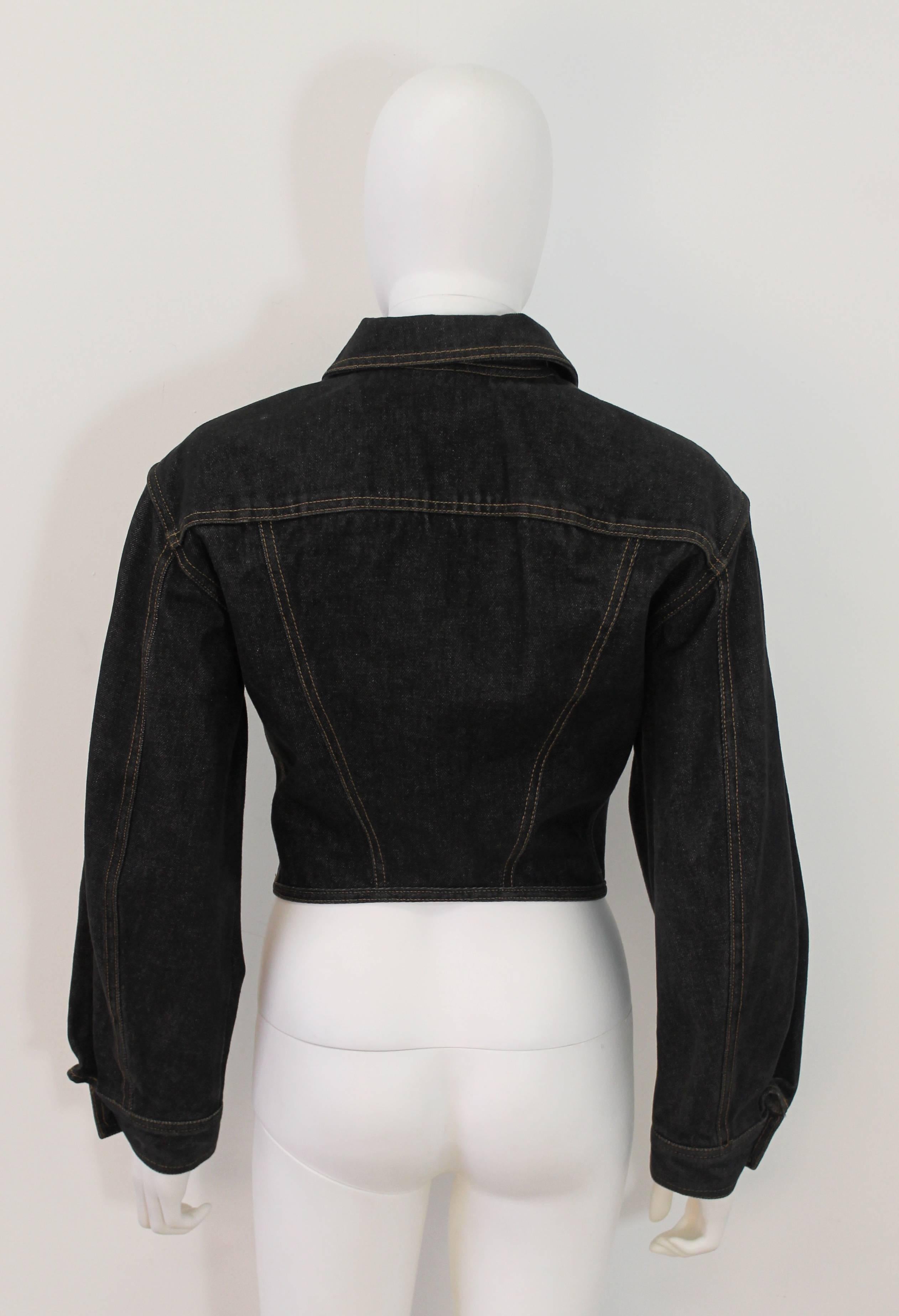 1990's Junior Gaultier Lace-Up Denim Jacket In Excellent Condition In London, GB