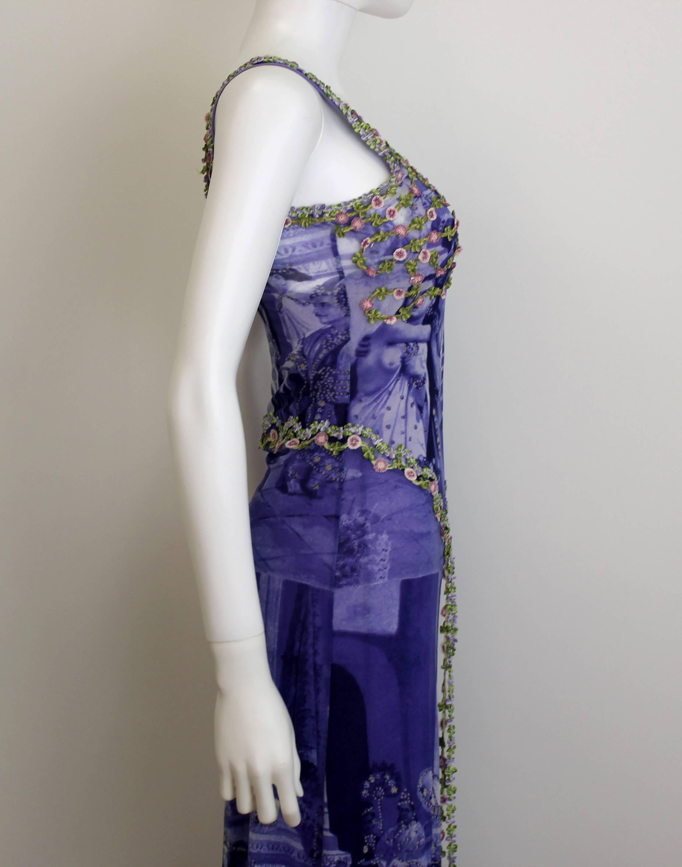 1990's Jean Paul Gaultier Flower-Appliqué Dress In Excellent Condition In London, GB