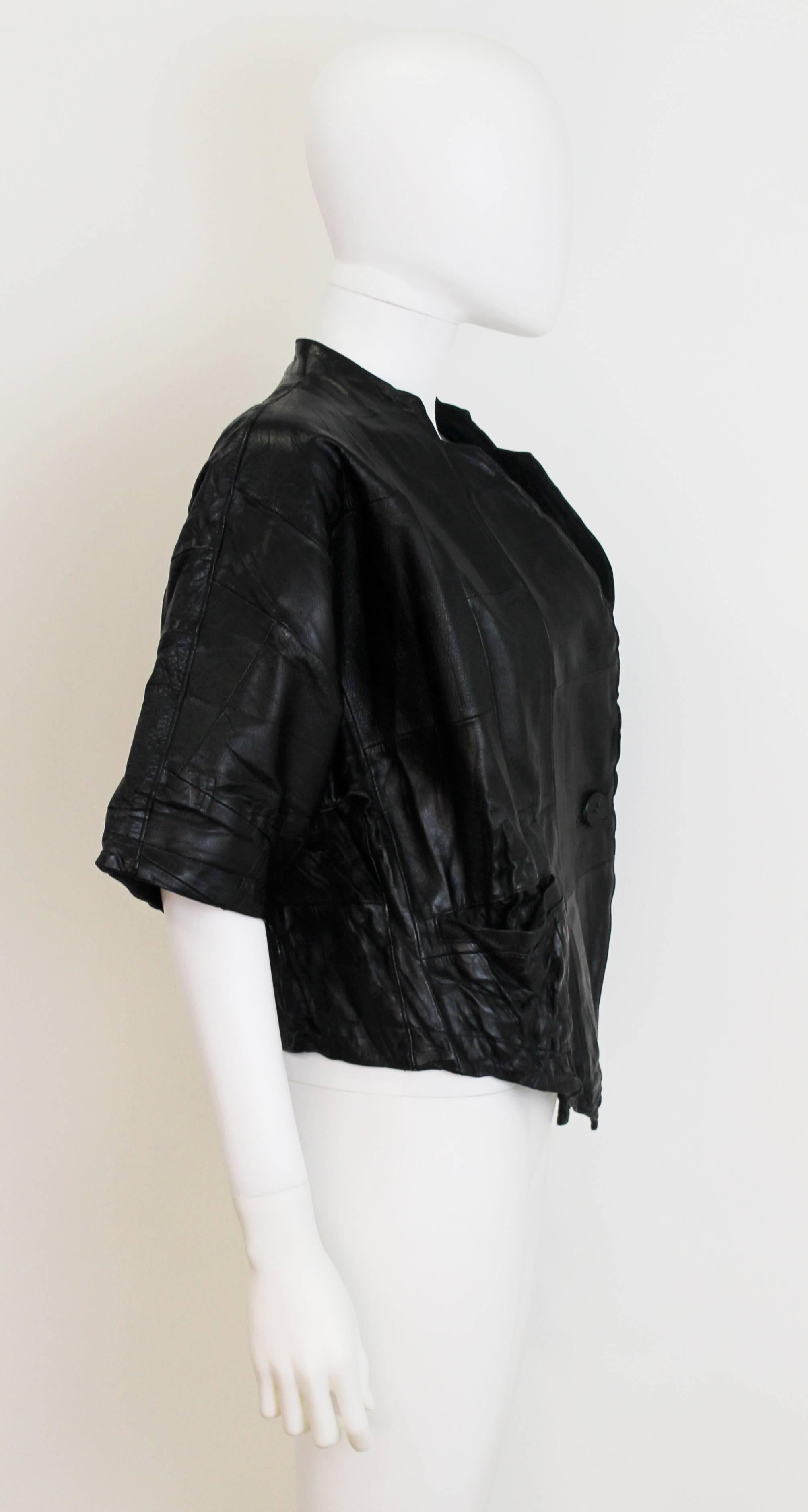 Women's Issey Miyake Black Leather Patchwork Jacket