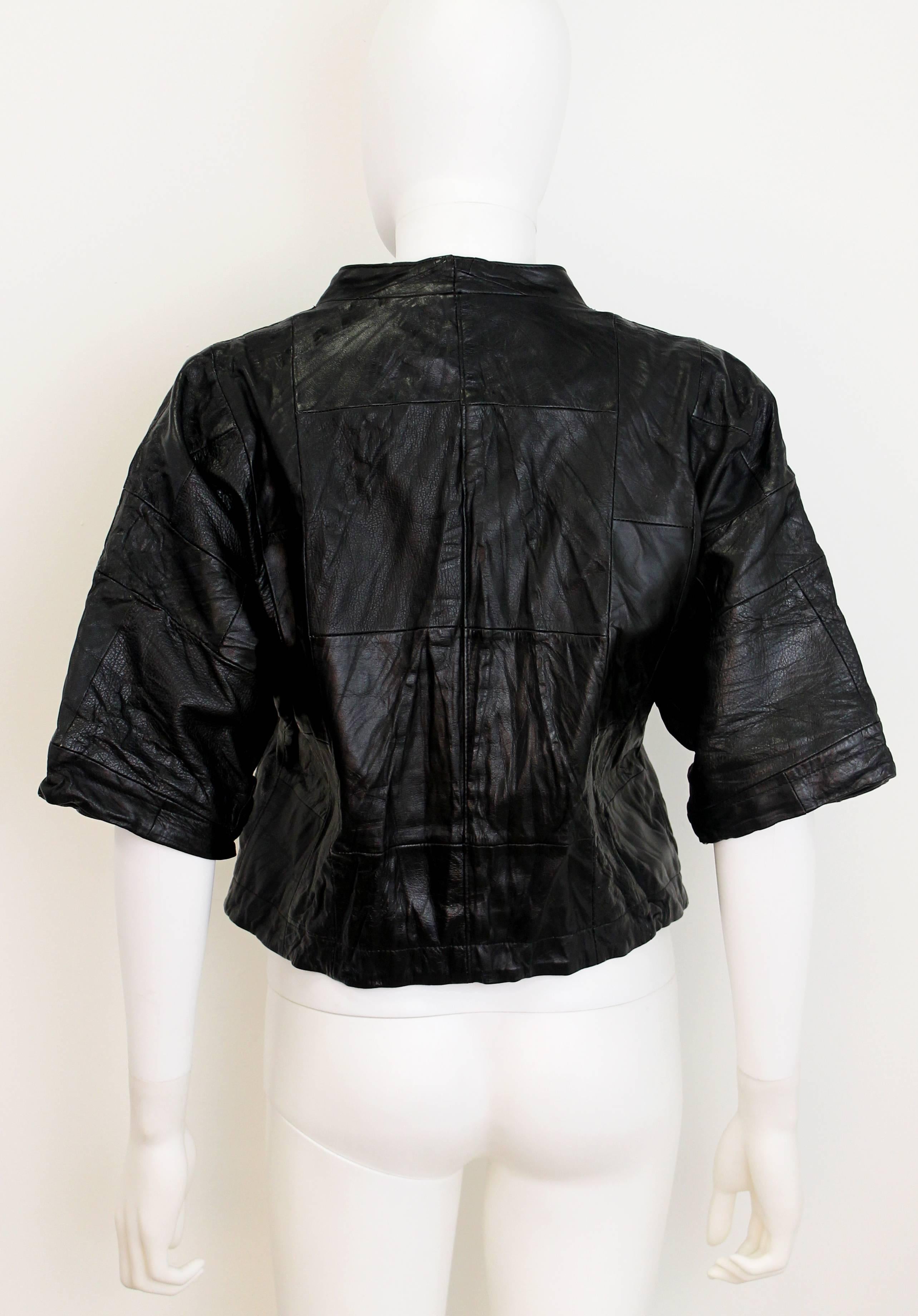 Issey Miyake Black Leather Patchwork Jacket 1