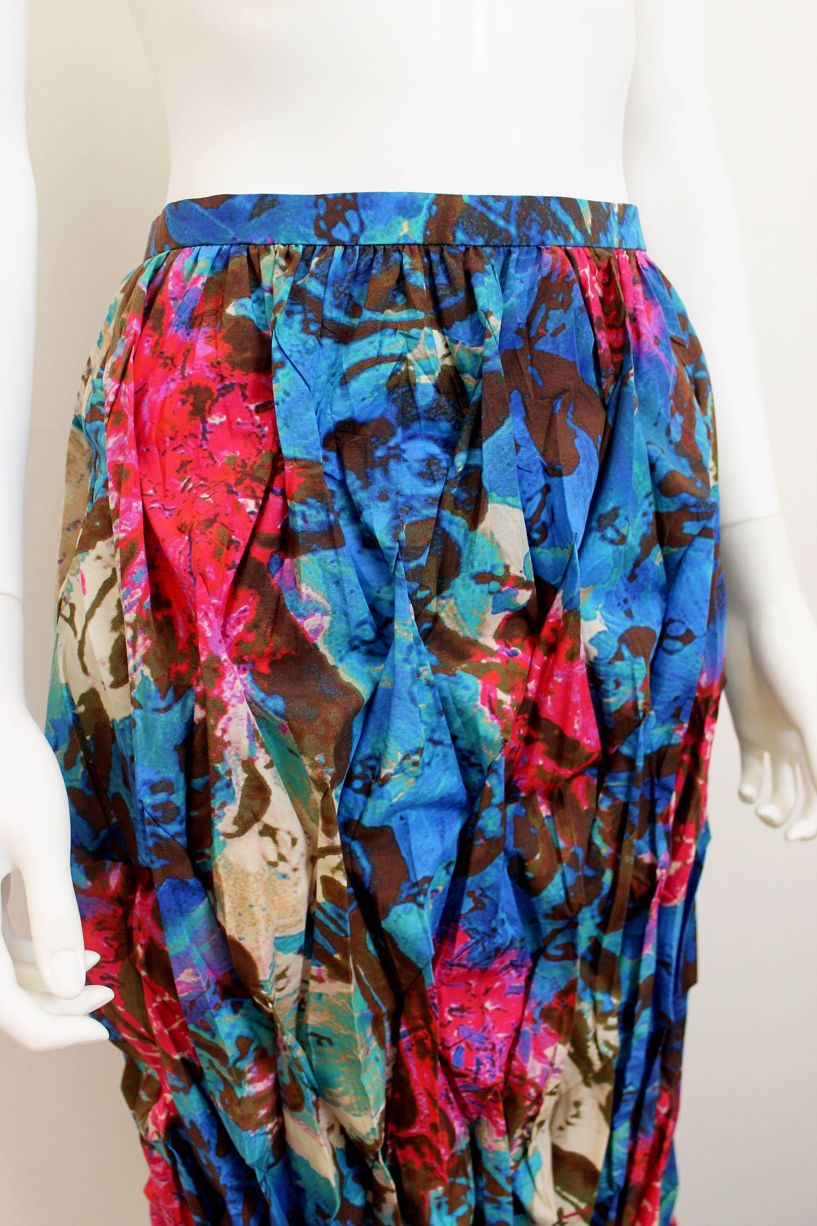 2002 Issey Miyake Psychedelic Tropical Digital Print Pleated Skirt In Excellent Condition In London, GB