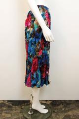 2002 Issey Miyake Psychedelic Tropical Digital Print Pleated Skirt