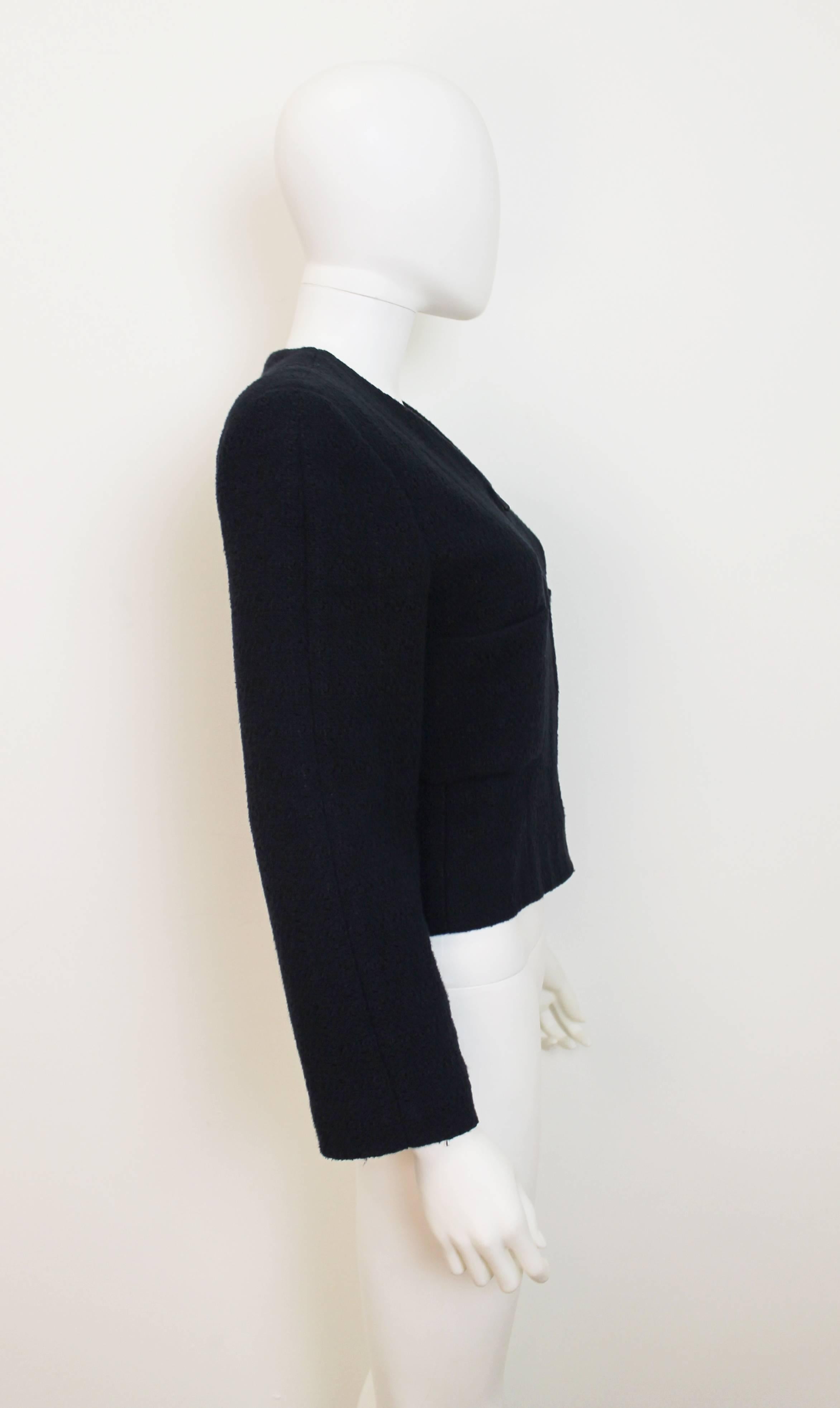 Black Chanel Navy Cropped Zip-Up Jacket