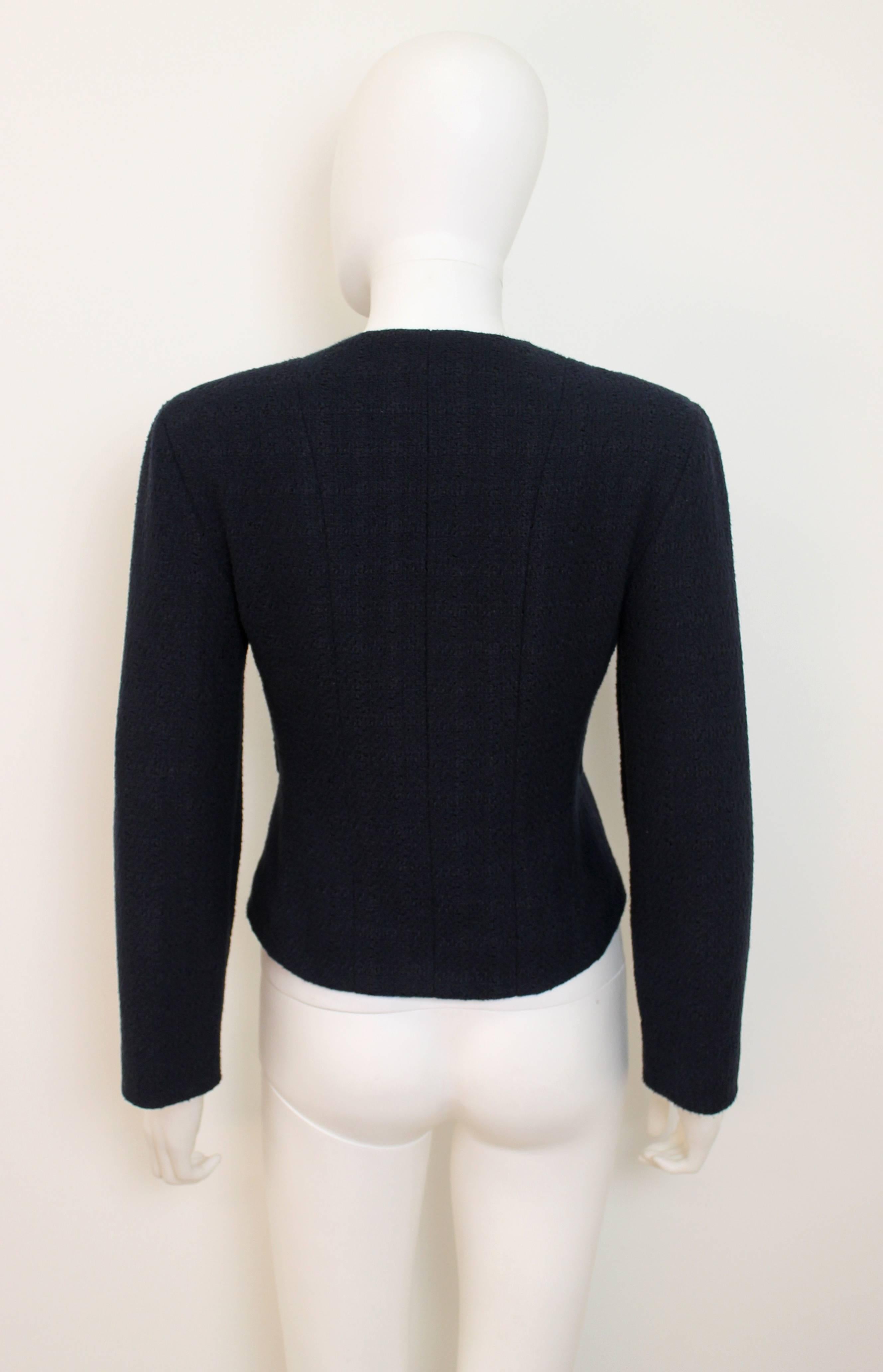 Chanel Navy Cropped Zip-Up Jacket In Excellent Condition In London, GB