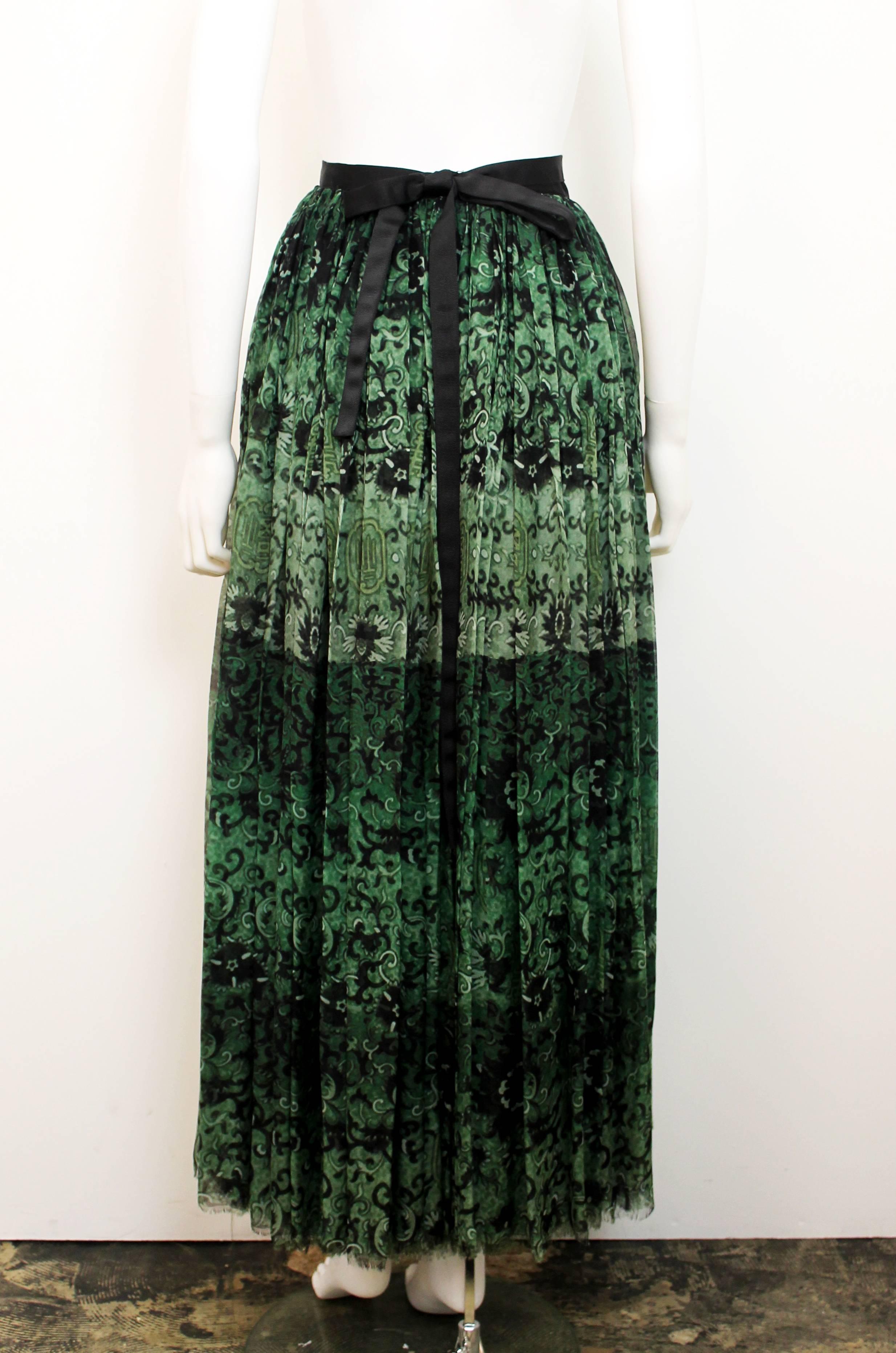 Mary Katrantzou AW 2011 Runway Emerald Printed Wrap-Skirt 1