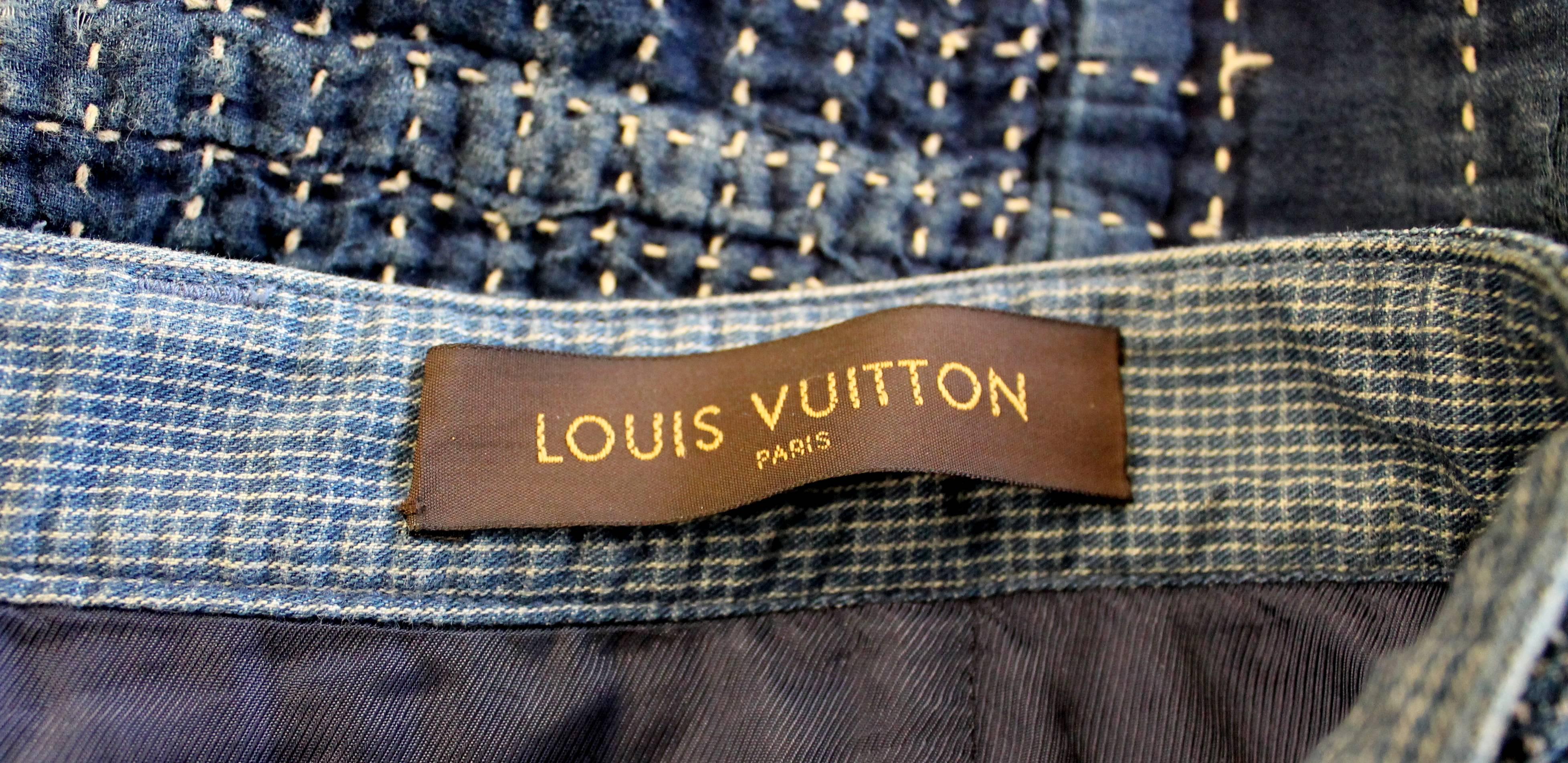 Men's Louis Vuitton SS13 Mens Denim Patchwork Shorts