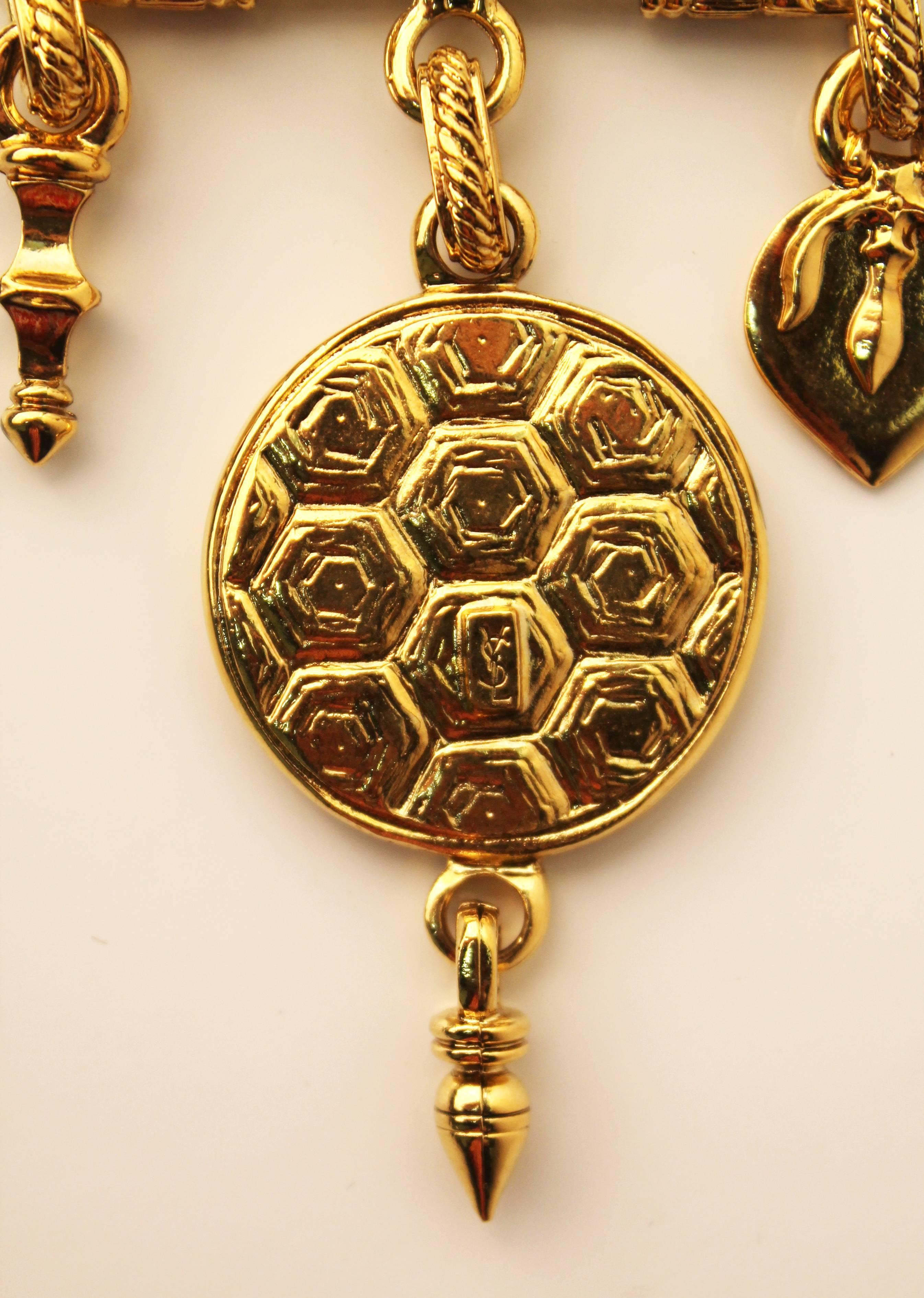 Vintage Yves Saint Laurent Gold-Plated Tortoise-Shell Brooch 1