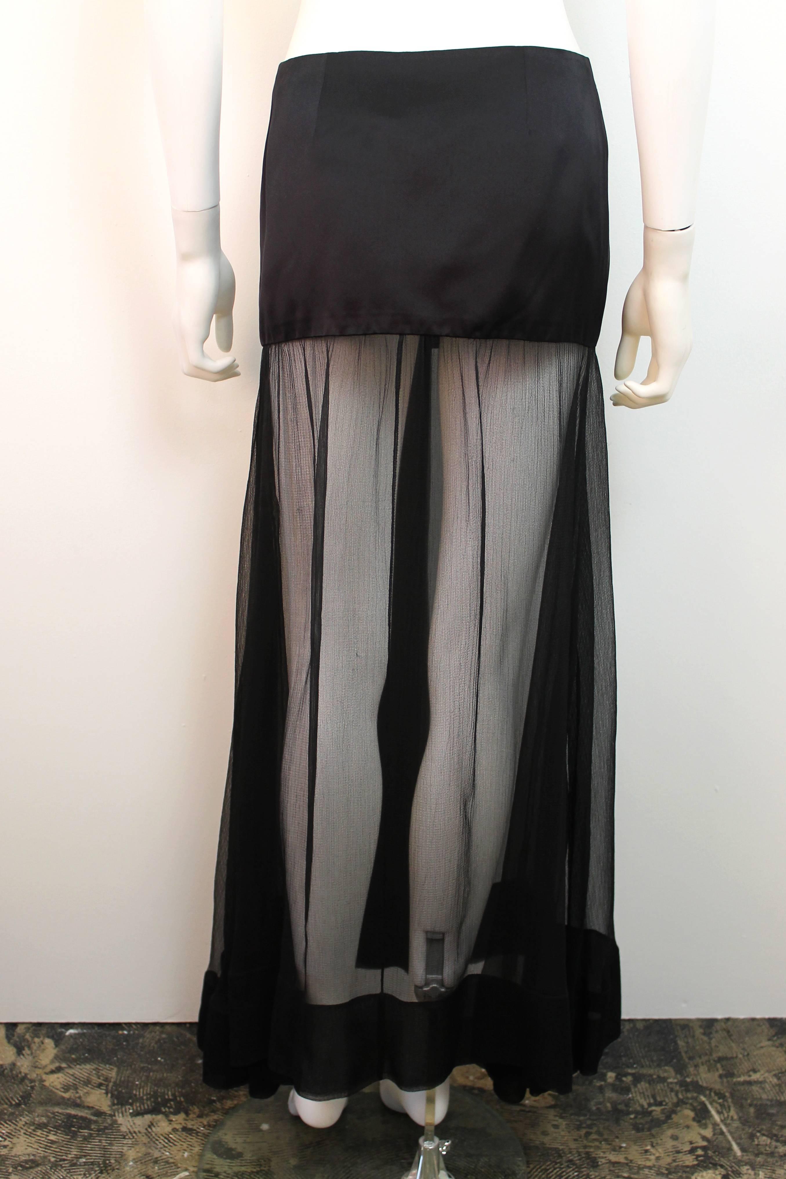 Chanel SS 2002 Black Sheer Runway Skirt In Excellent Condition In London, GB