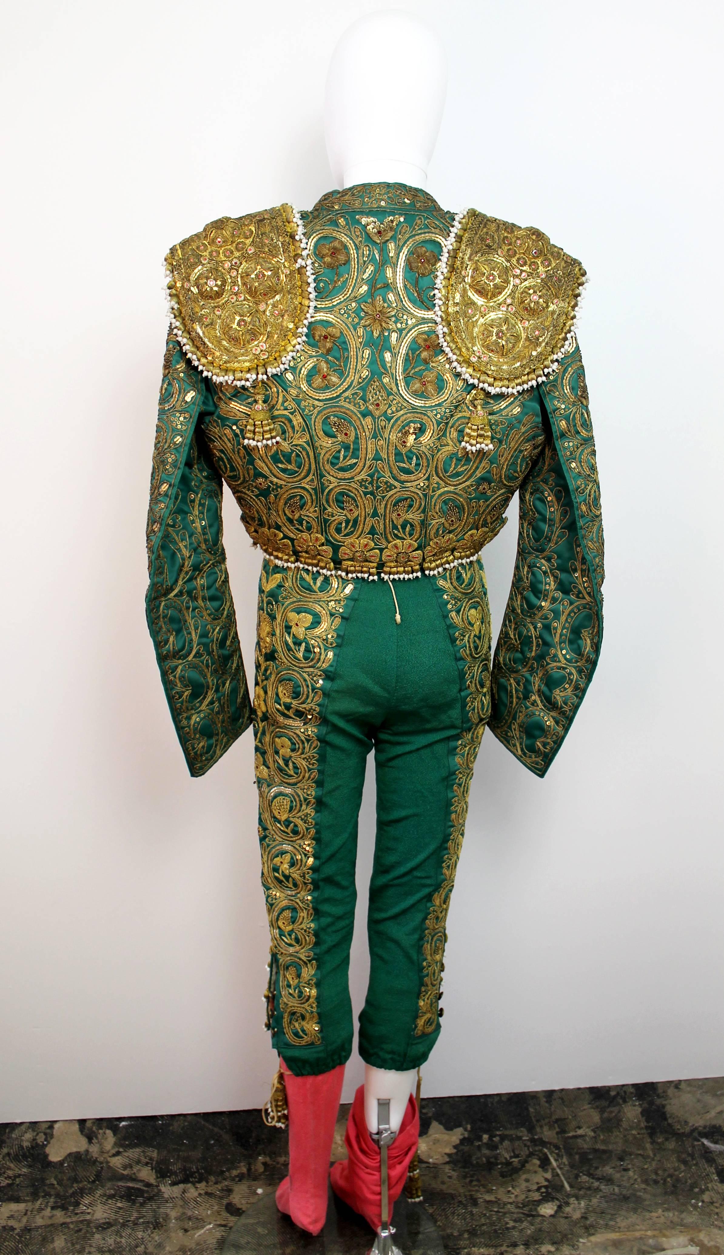 Vintage Maestra Nati Green and Gold Matador Suit In Excellent Condition In London, GB