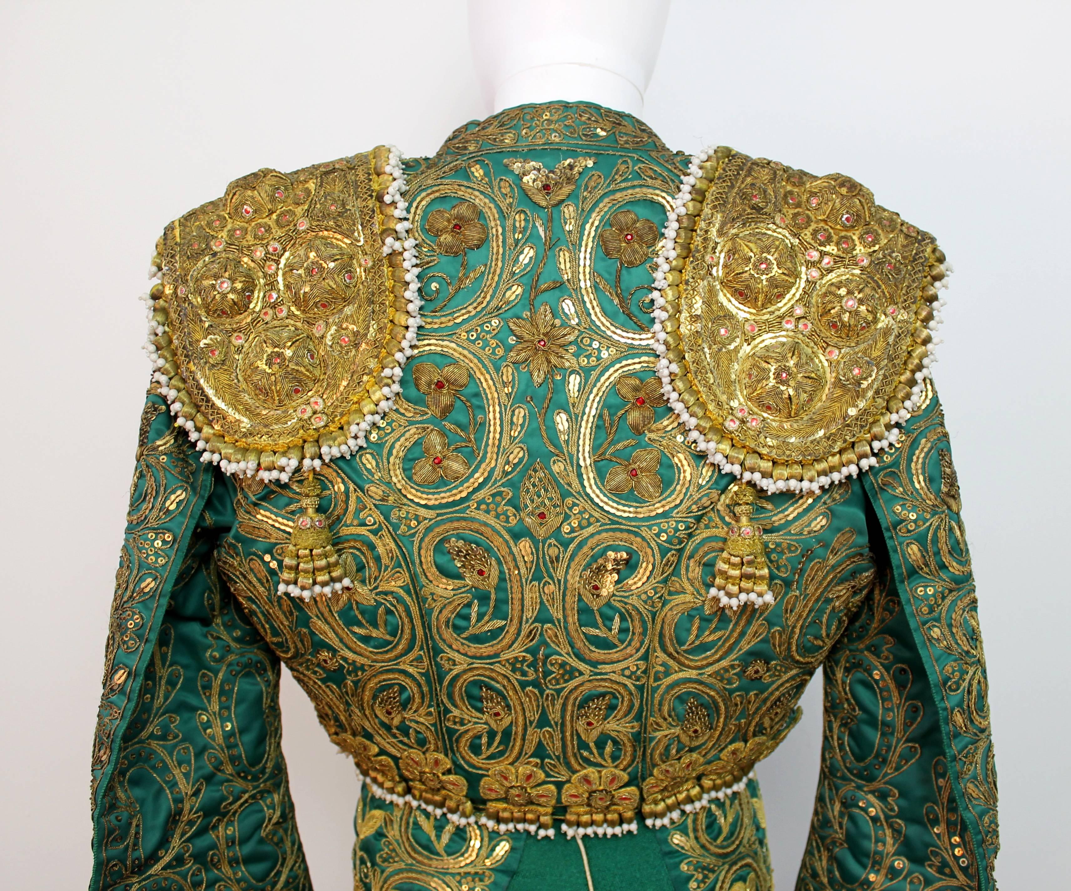 Women's or Men's Vintage Maestra Nati Green and Gold Matador Suit