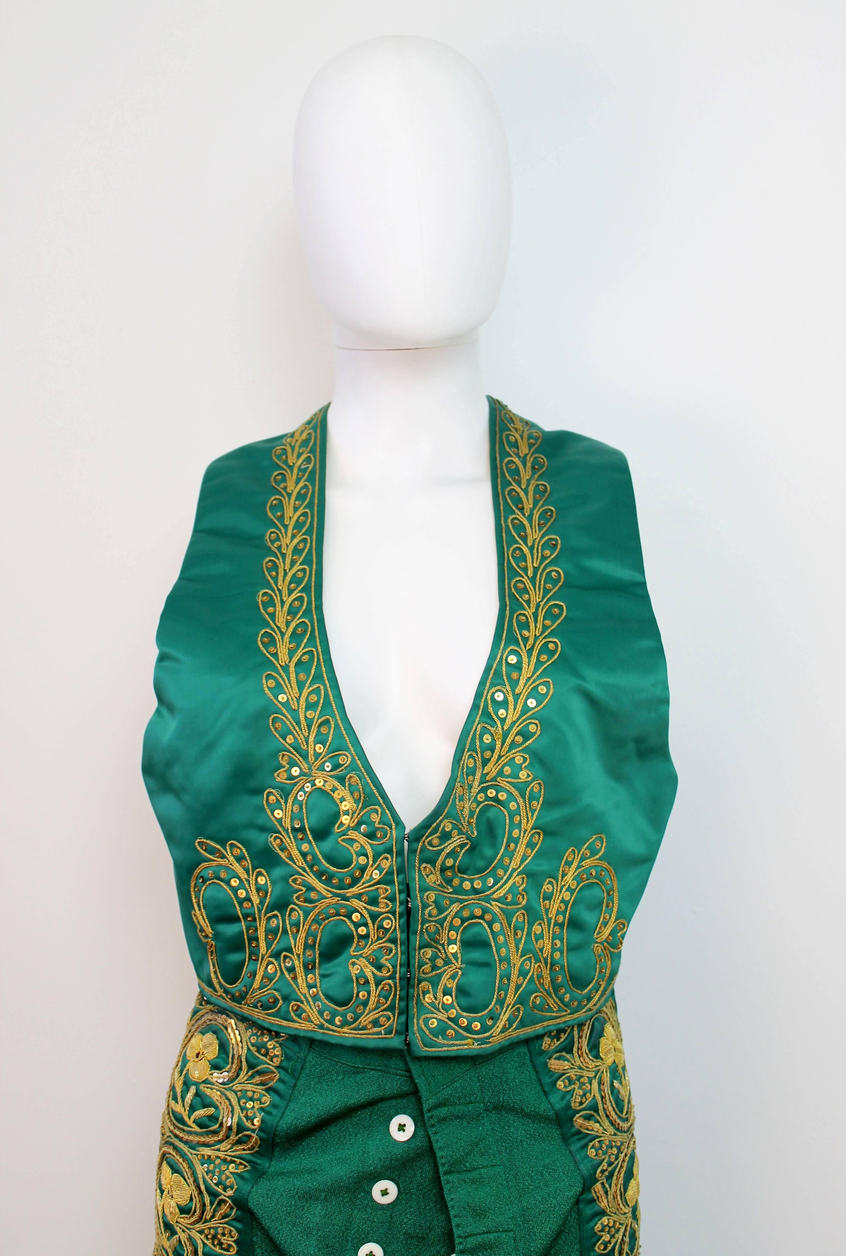 Vintage Maestra Nati Green and Gold Matador Suit 2