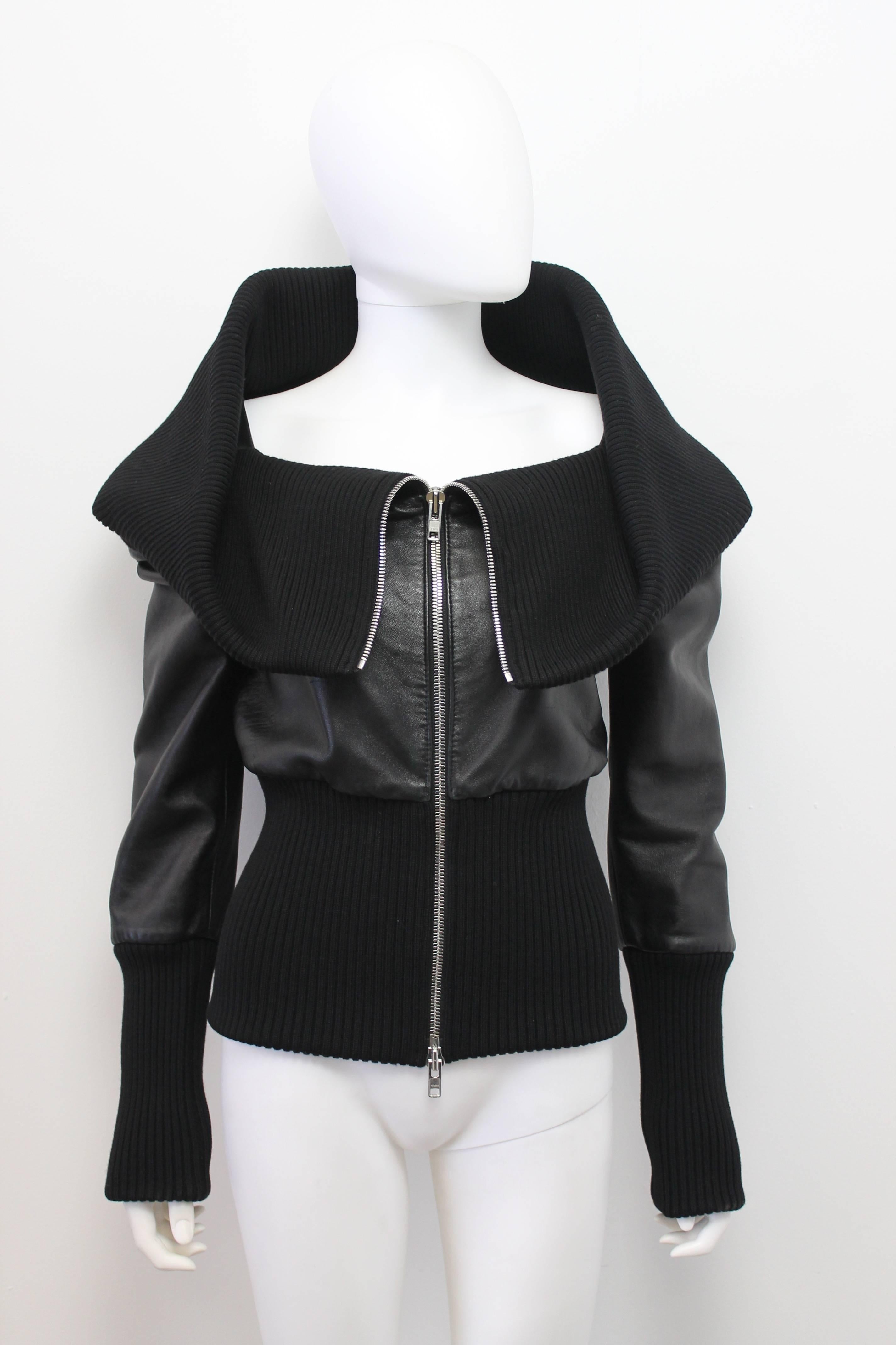 Maison Martin Margiela AW 2008 Black Leather Jacket In Excellent Condition In London, GB
