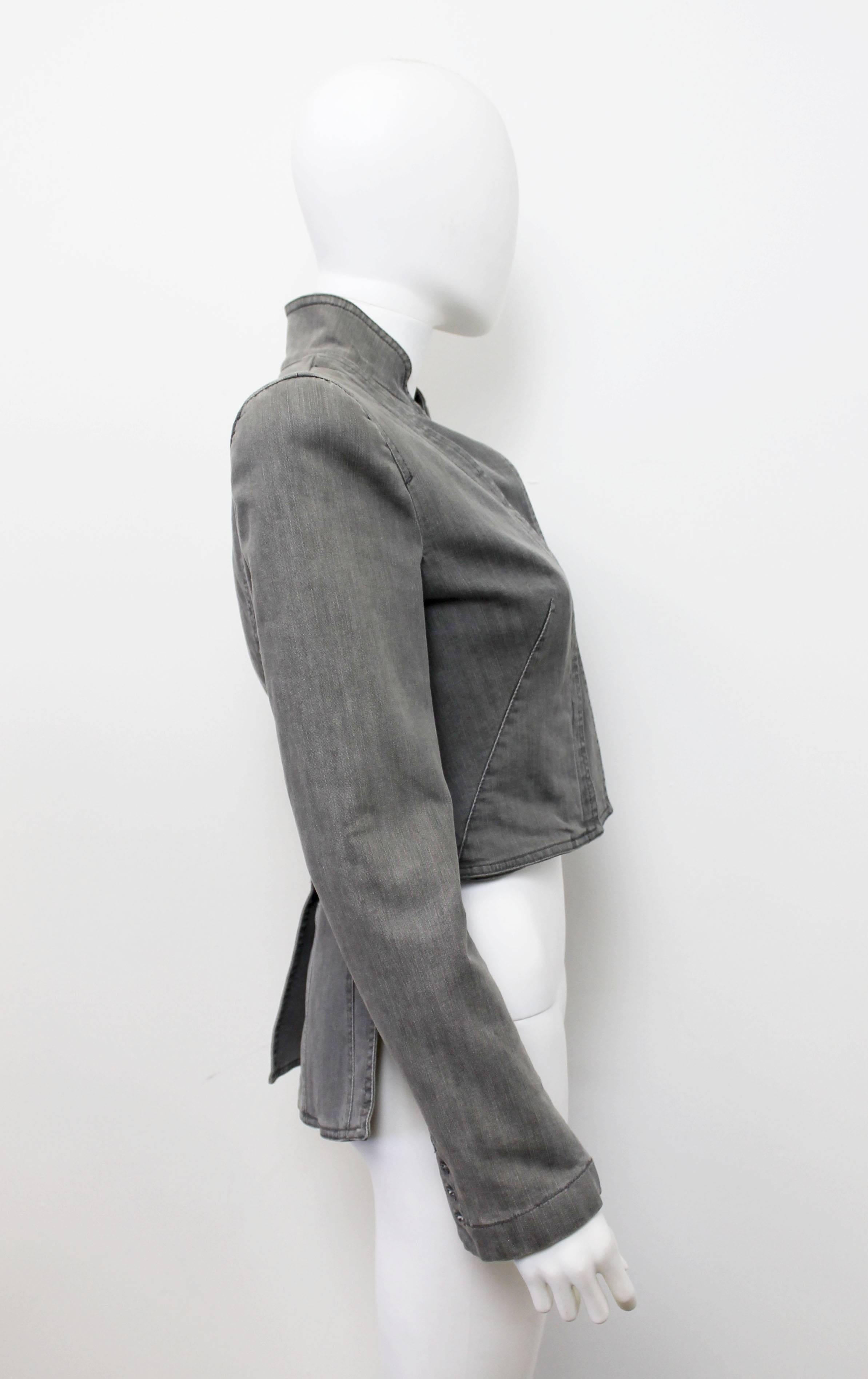 Alexander McQueen Pre 2010 Grey Denim Fitted Riding Jacket With Tails In Excellent Condition In London, GB