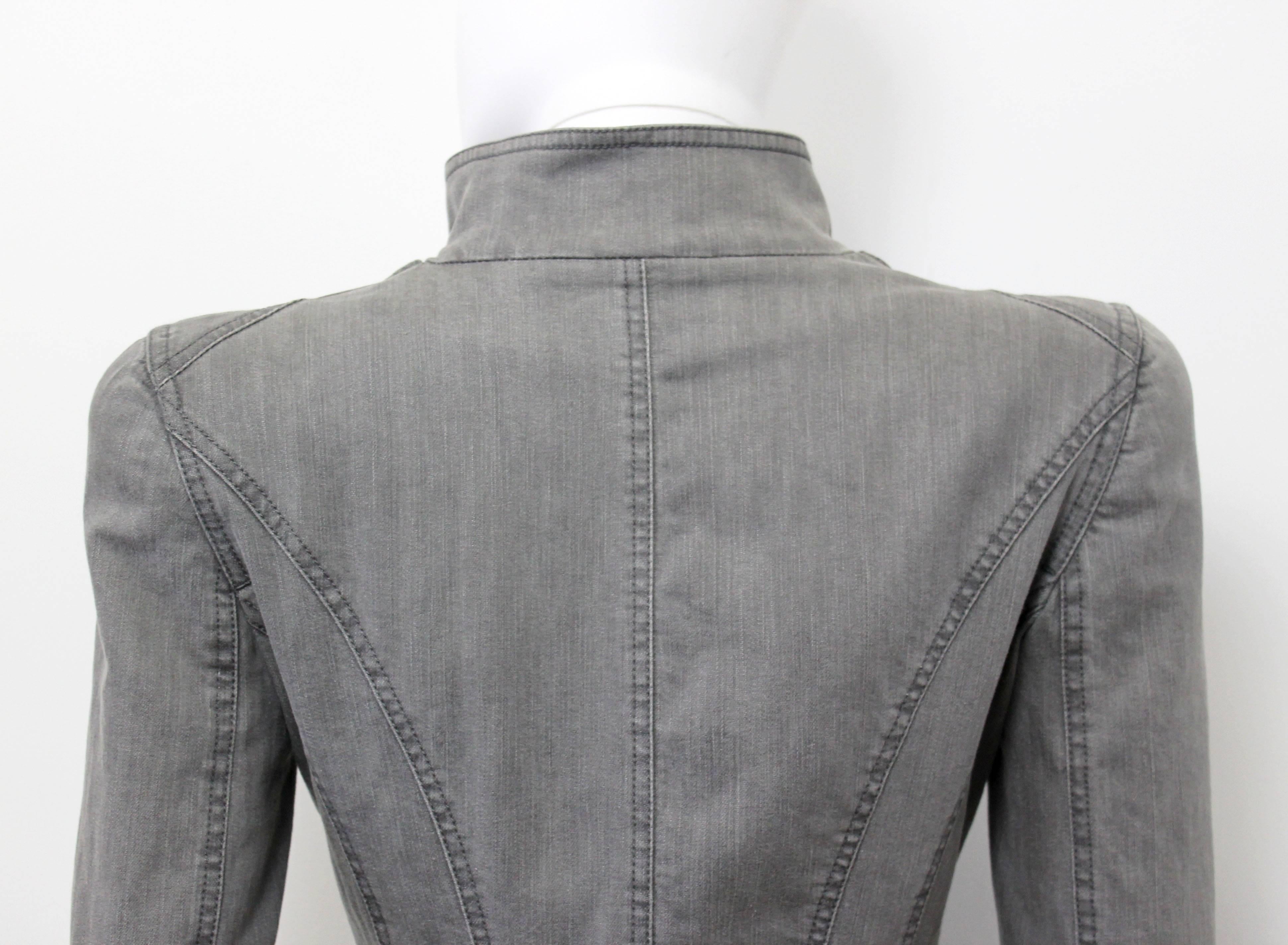 Gray Alexander McQueen Pre 2010 Grey Denim Fitted Riding Jacket With Tails