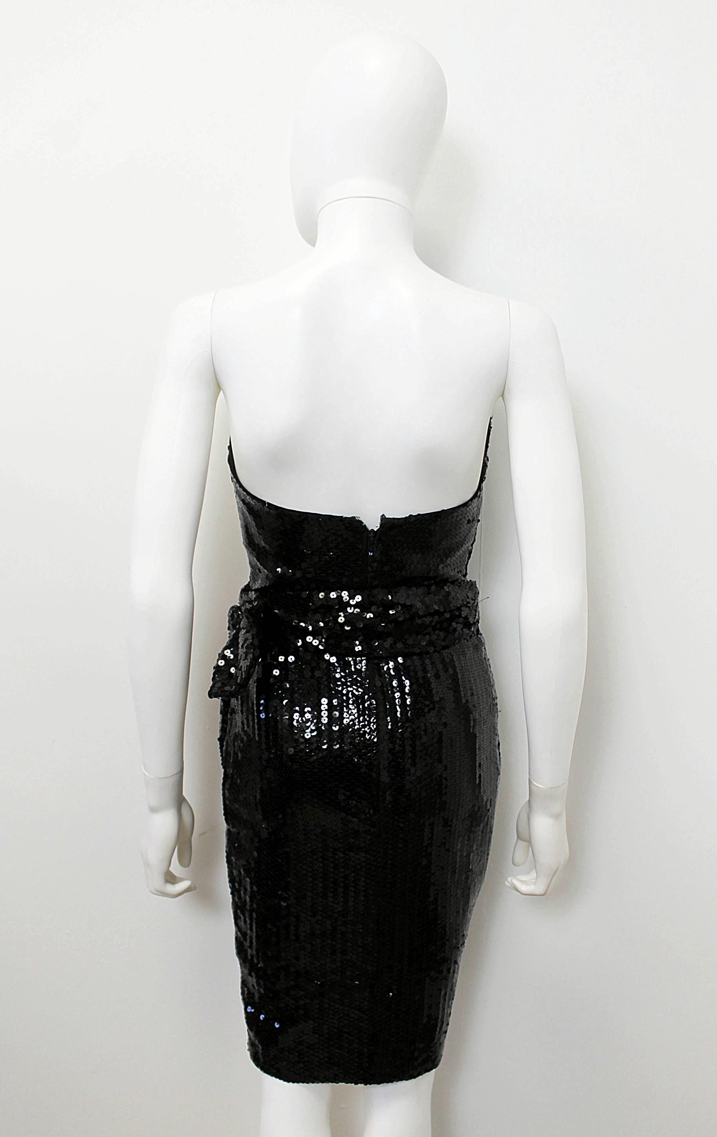 1988 Thierry Mugler Black Wasp Waist Sequin Cocktail Dress 1