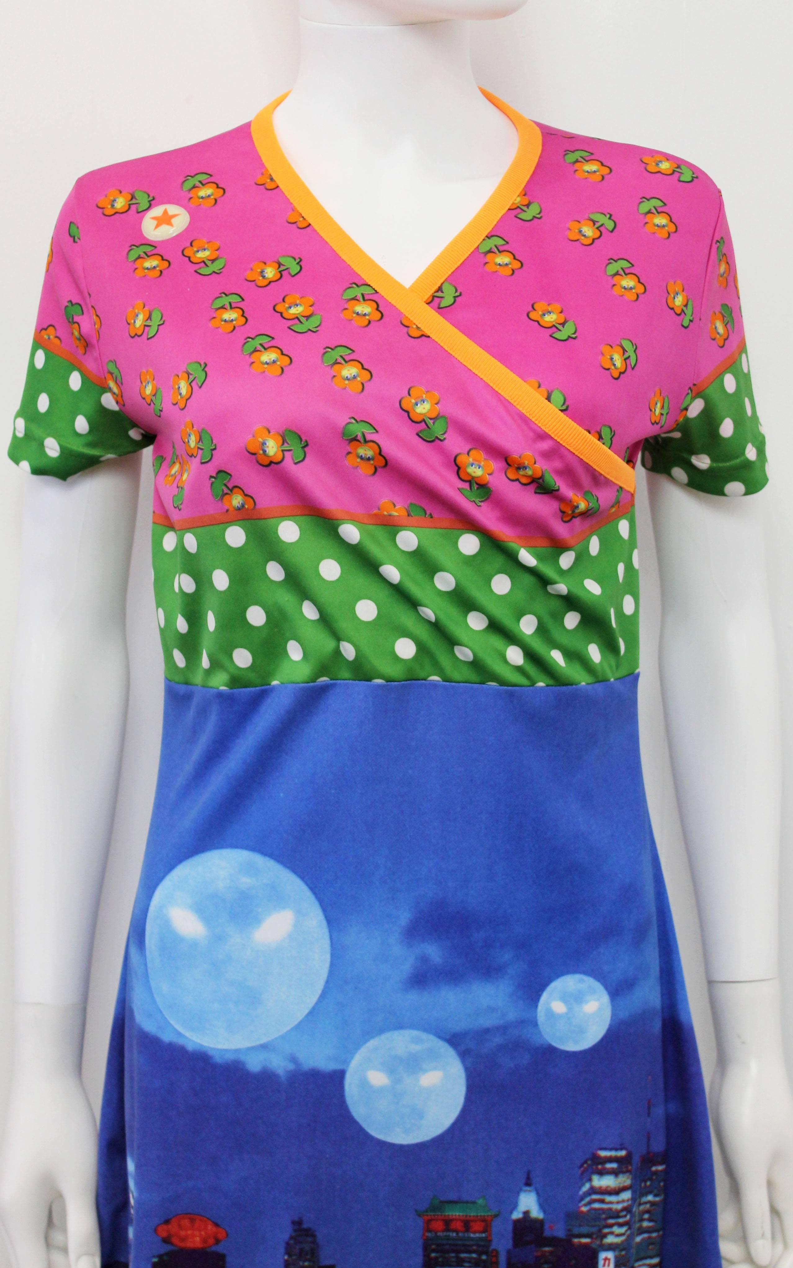 Women's 2003 Walter Van Bierendonck W & LT  ‘Alien Moon & Chinese Skyline’ Print Dress