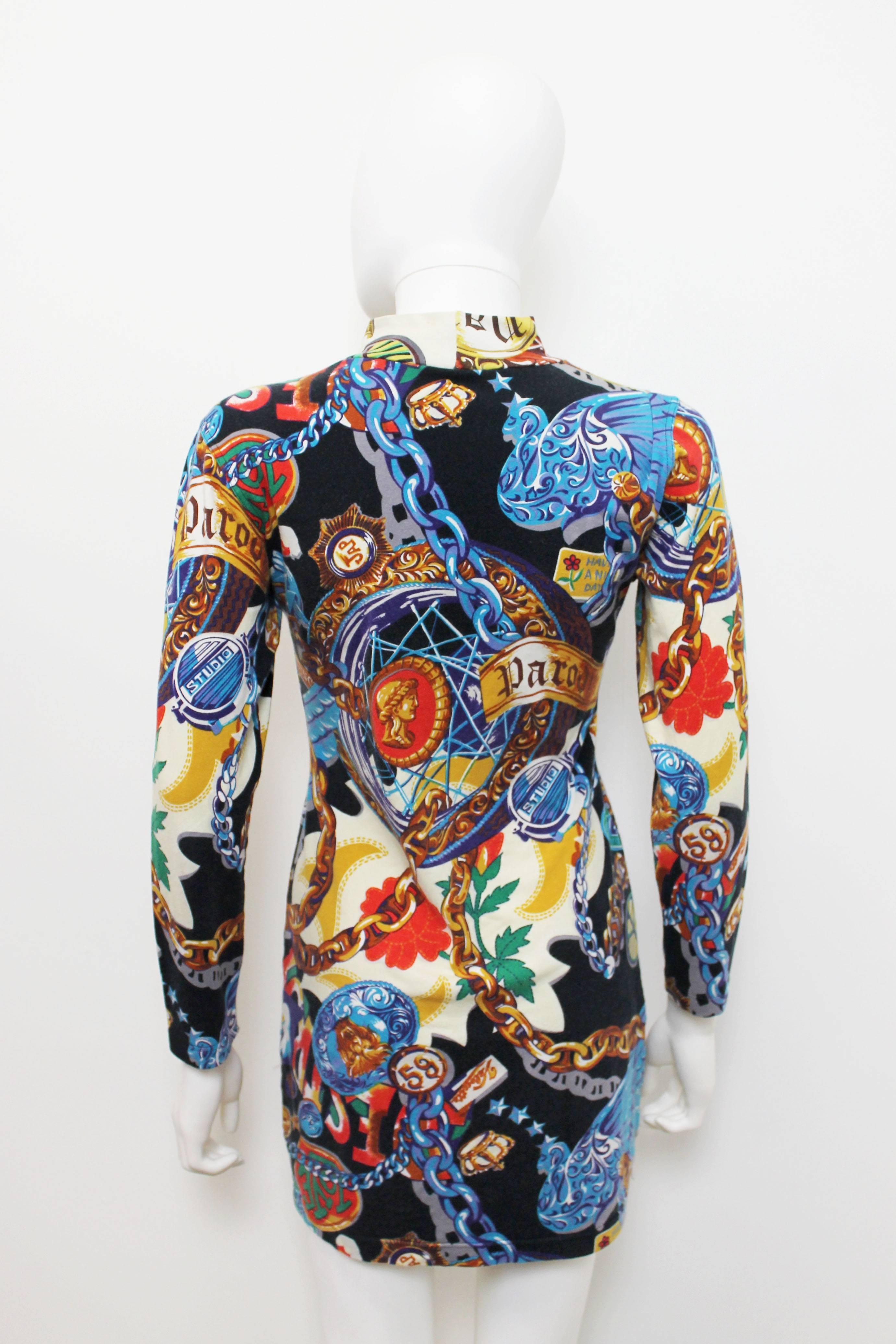 Women's 1980s Jungle by Kenzo Multi-Coloured Baroque Printed Body-Con Dress