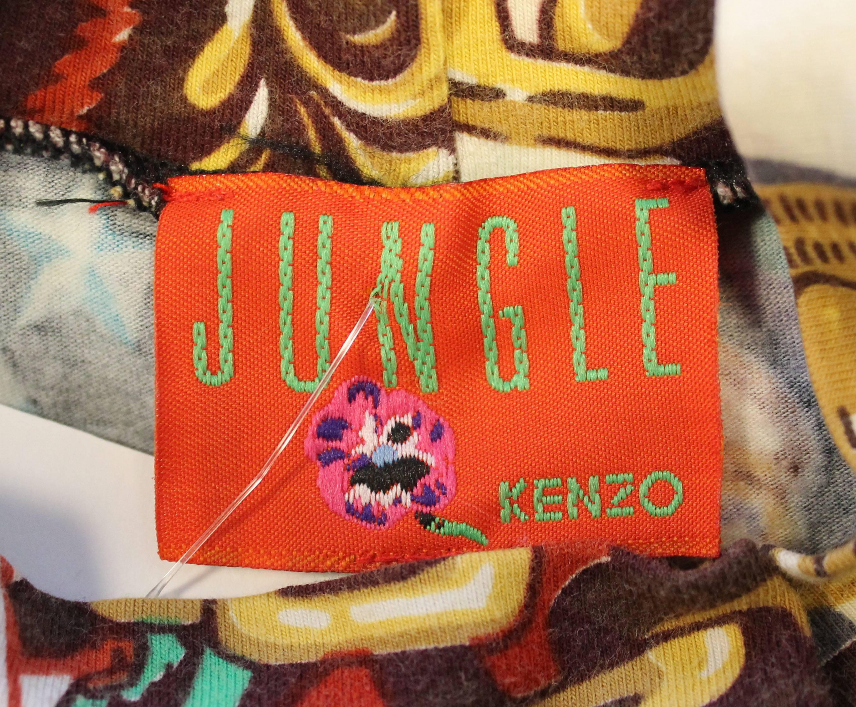 1980s Jungle by Kenzo Multi-Coloured Baroque Printed Body-Con Dress 1
