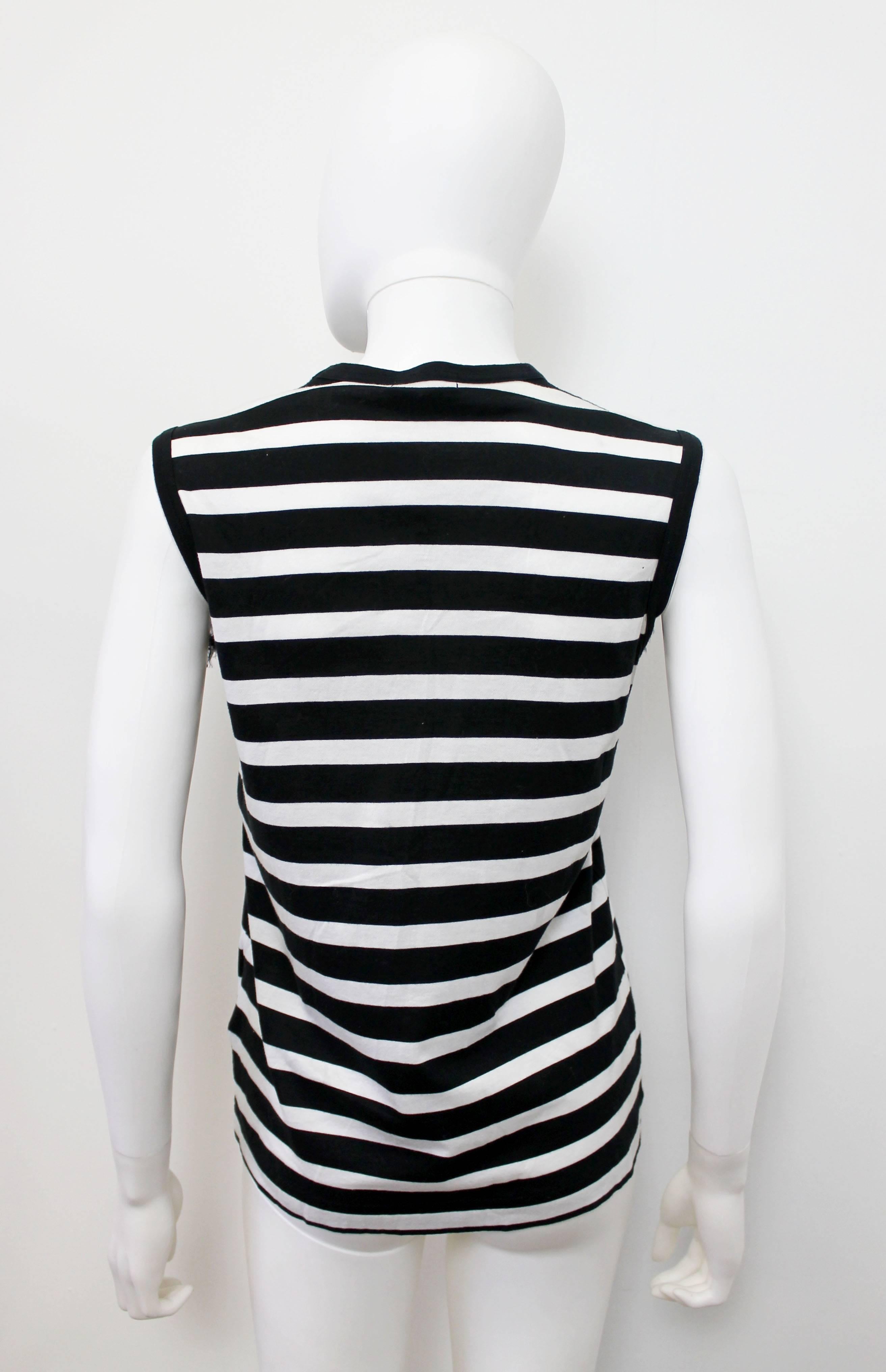 Comme Des Garçons Tricot 2004 ‘Punk Style’ Studded Black and White Striped Vest In Excellent Condition In London, GB