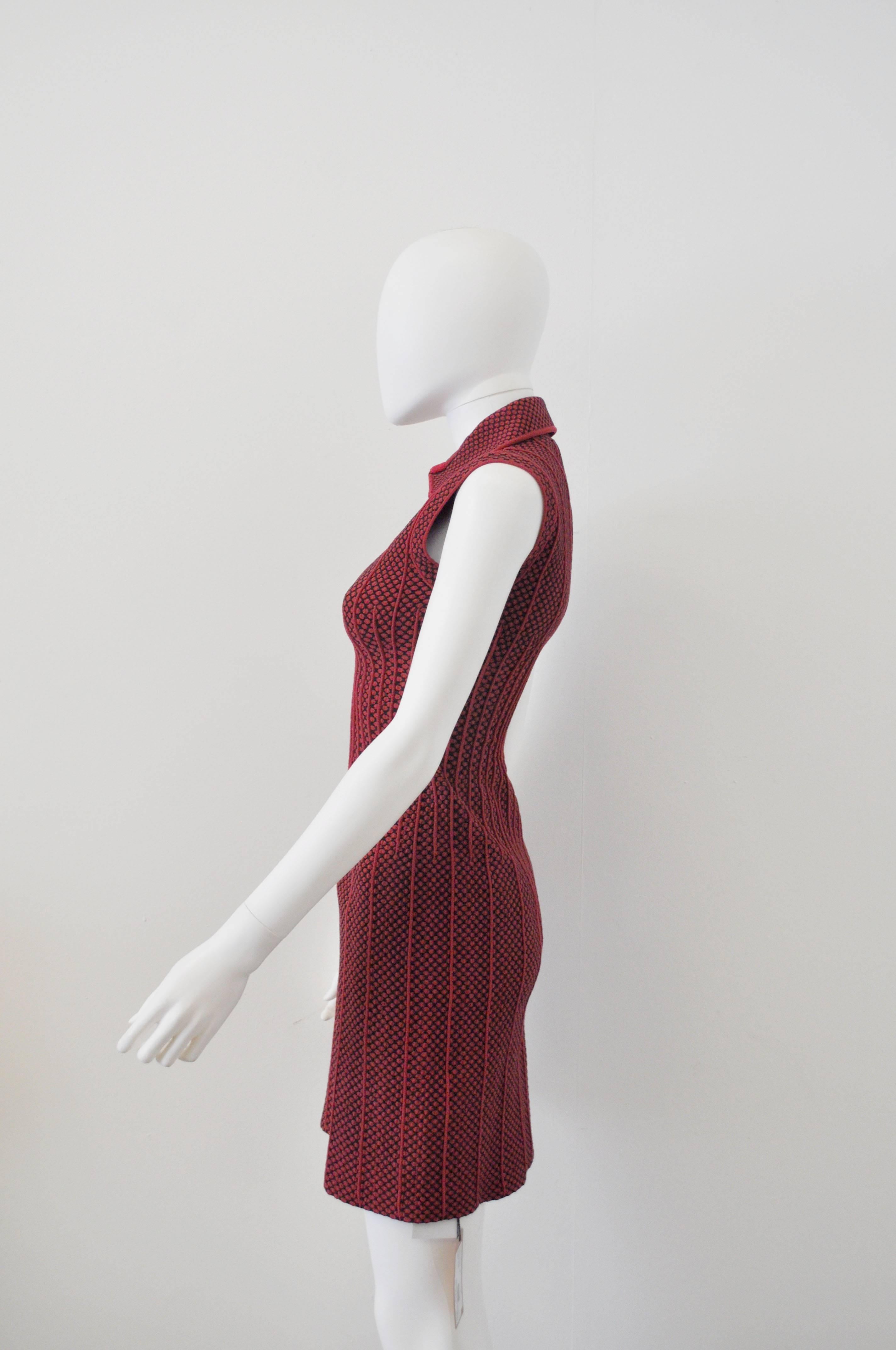 Azzedine Alaia Red Stretch Body-Con Knit Dress NWT 1