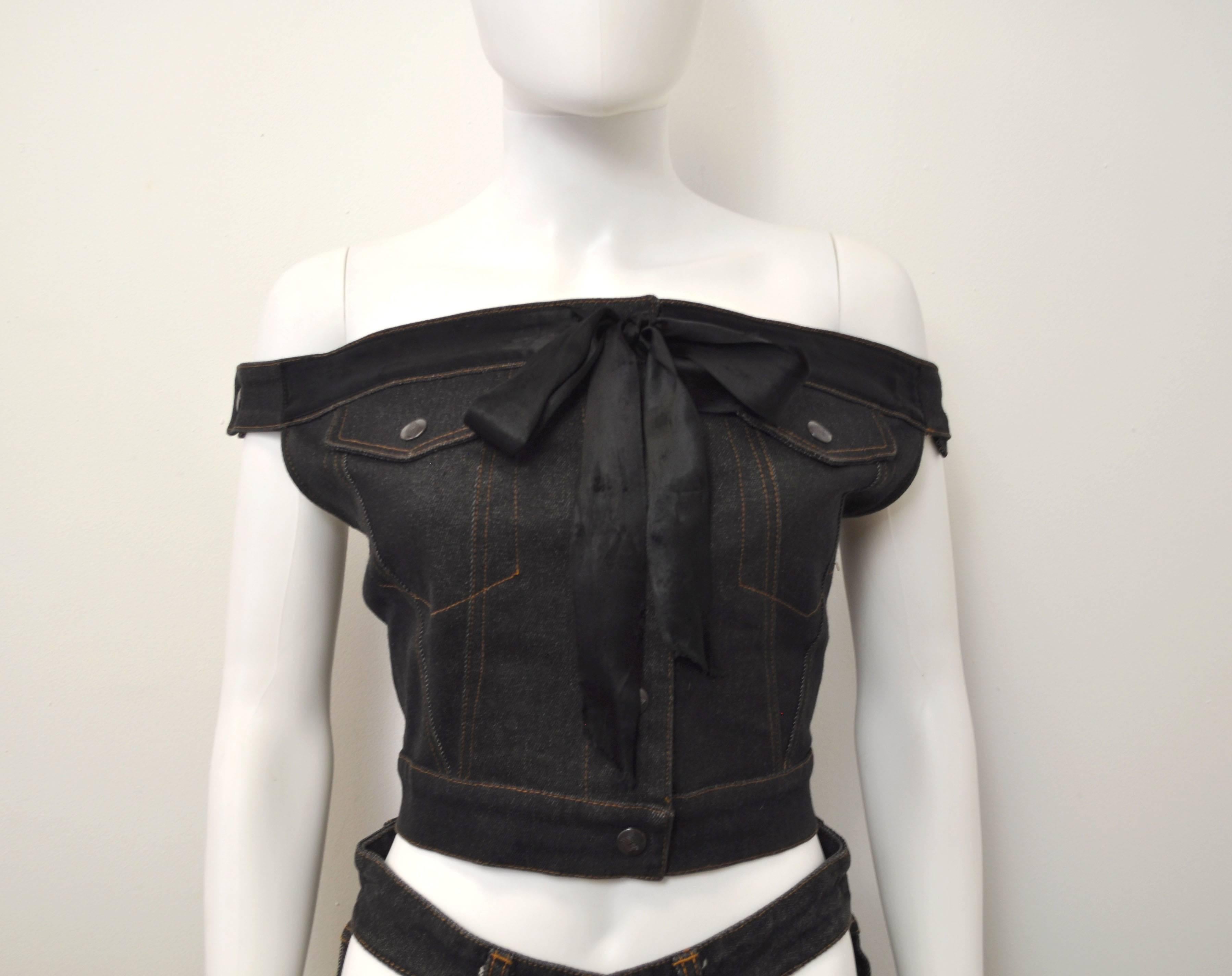 1987 Jean-Paul Gaultier Junior  deconstructed ‘Victorian Jean Jacket’ corset top In Excellent Condition In London, GB