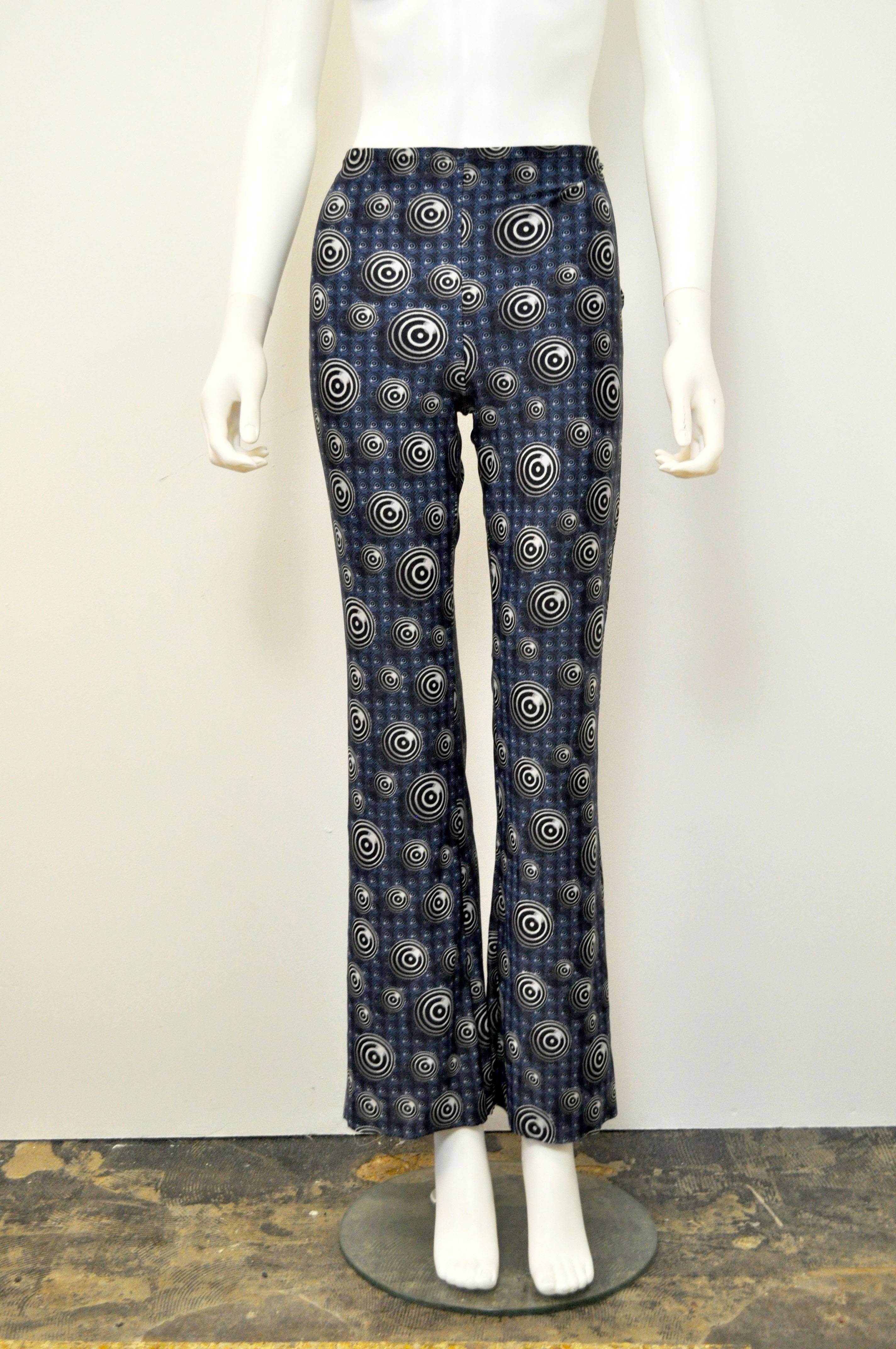 1990’s Jean-Paul Gaultier flared printed jersey trousers In Excellent Condition In London, GB
