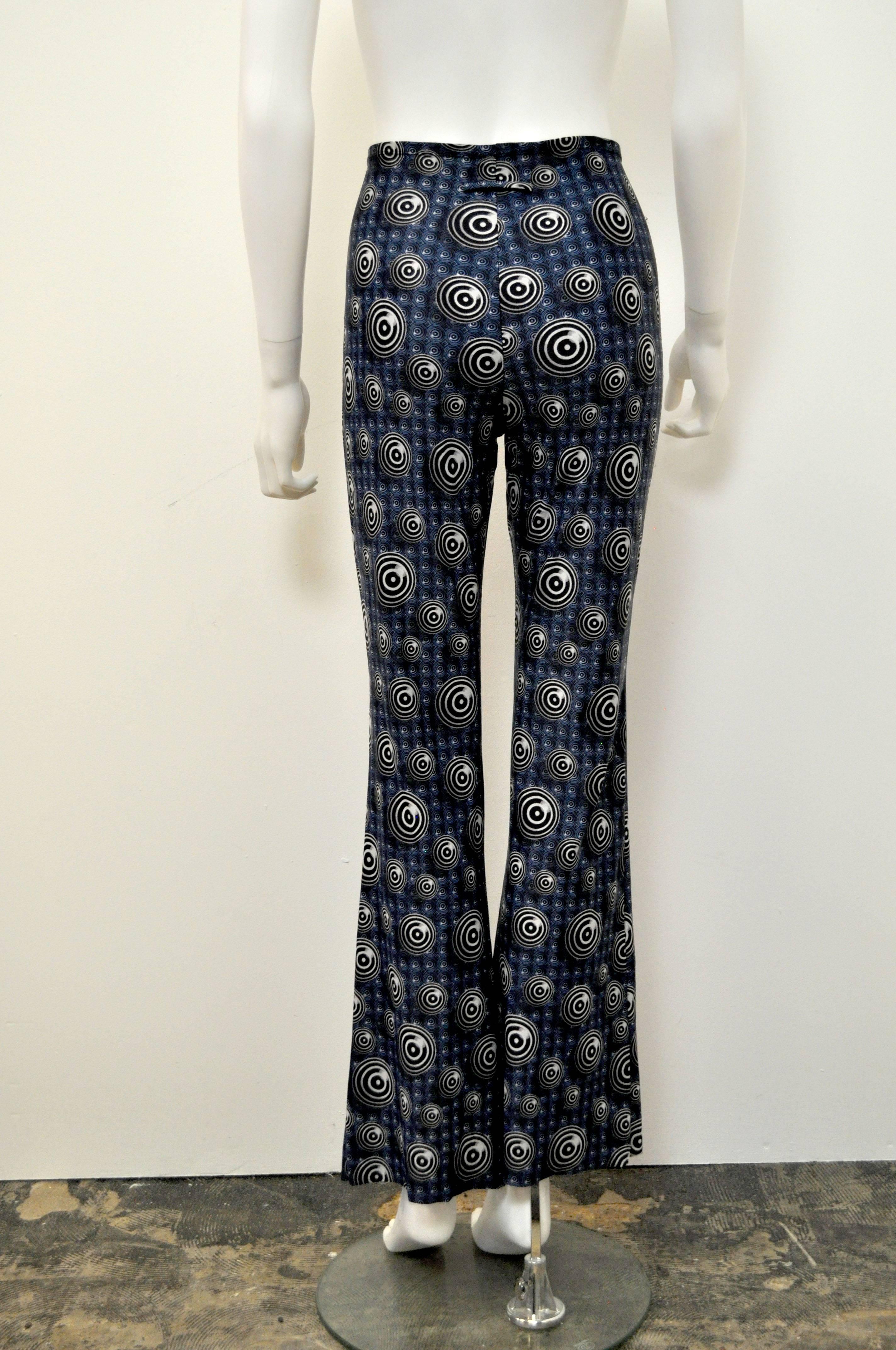 Black 1990’s Jean-Paul Gaultier flared printed jersey trousers