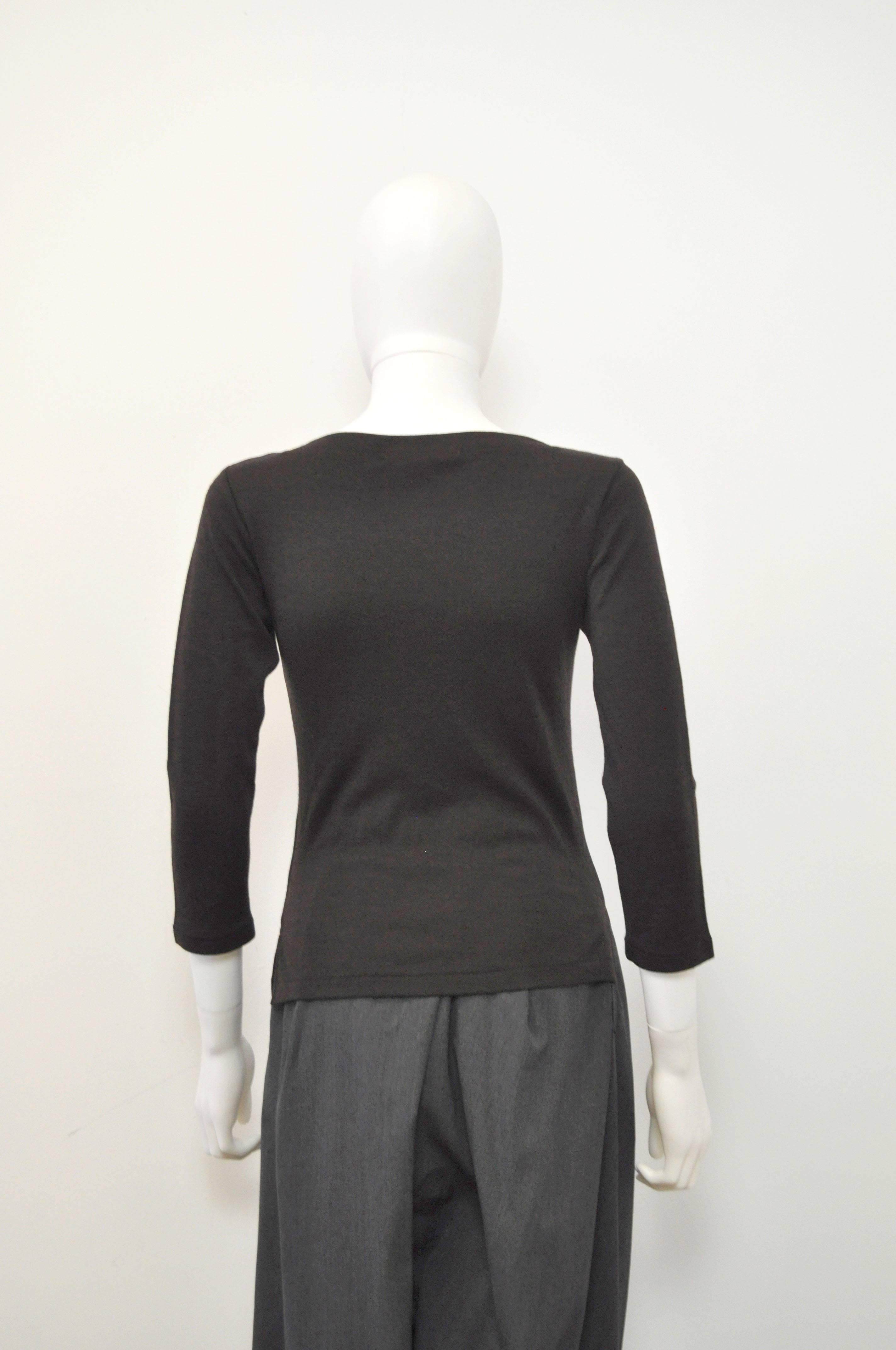 Women's Yohji Yamamoto Y’s dark brown boat neck Knit top