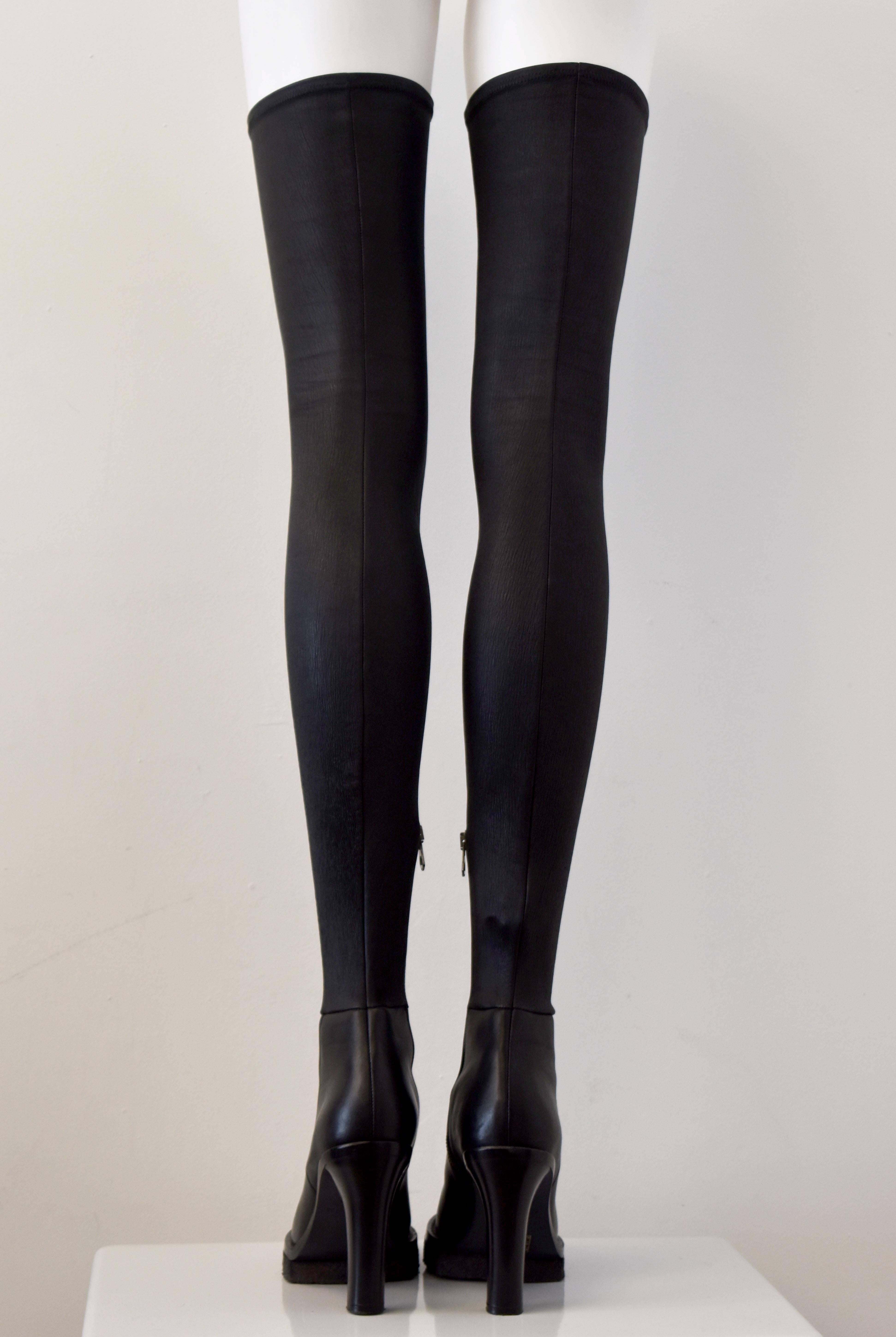 Acne Studios Revery Over The Knee Leather Boots UK Size 6, EU Size 39 In Excellent Condition In London, GB
