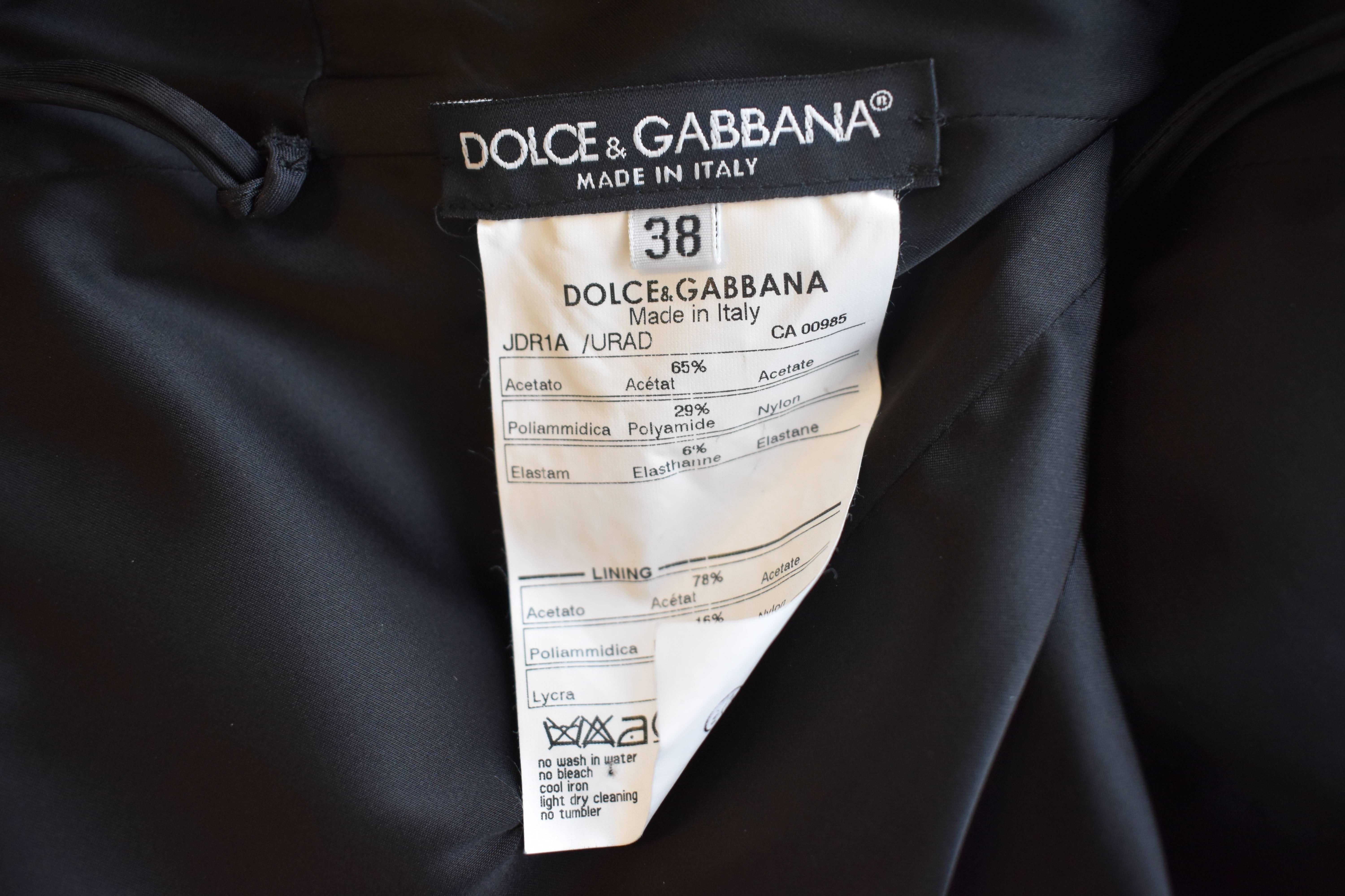 Dolce and Gabbana Black Sexy Satin Stretch Cocktail Dress 2