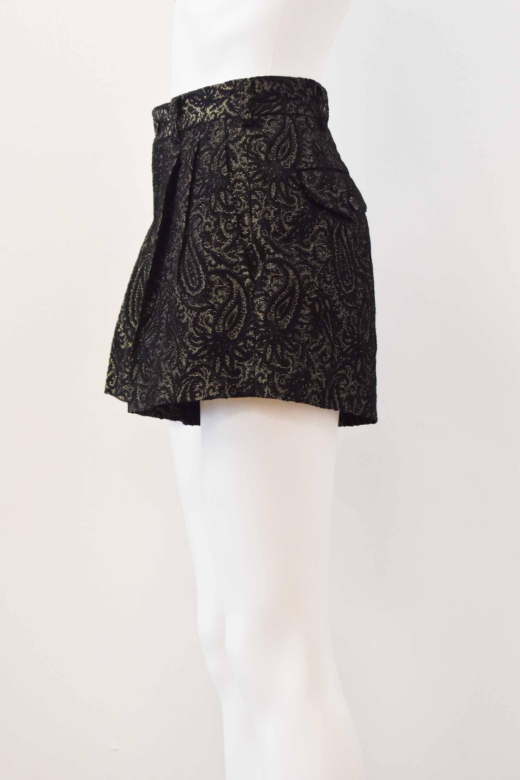 Comme des Garcons Black and Gold Brocade Shorts 2011 1
