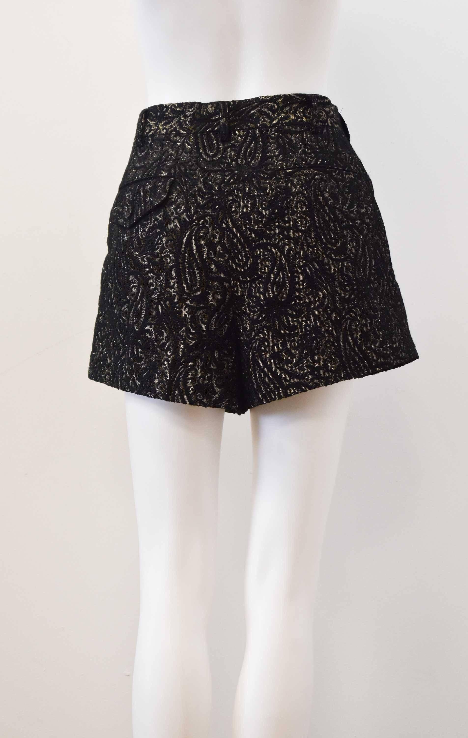 Comme des Garcons Black and Gold Brocade Shorts 2011 2