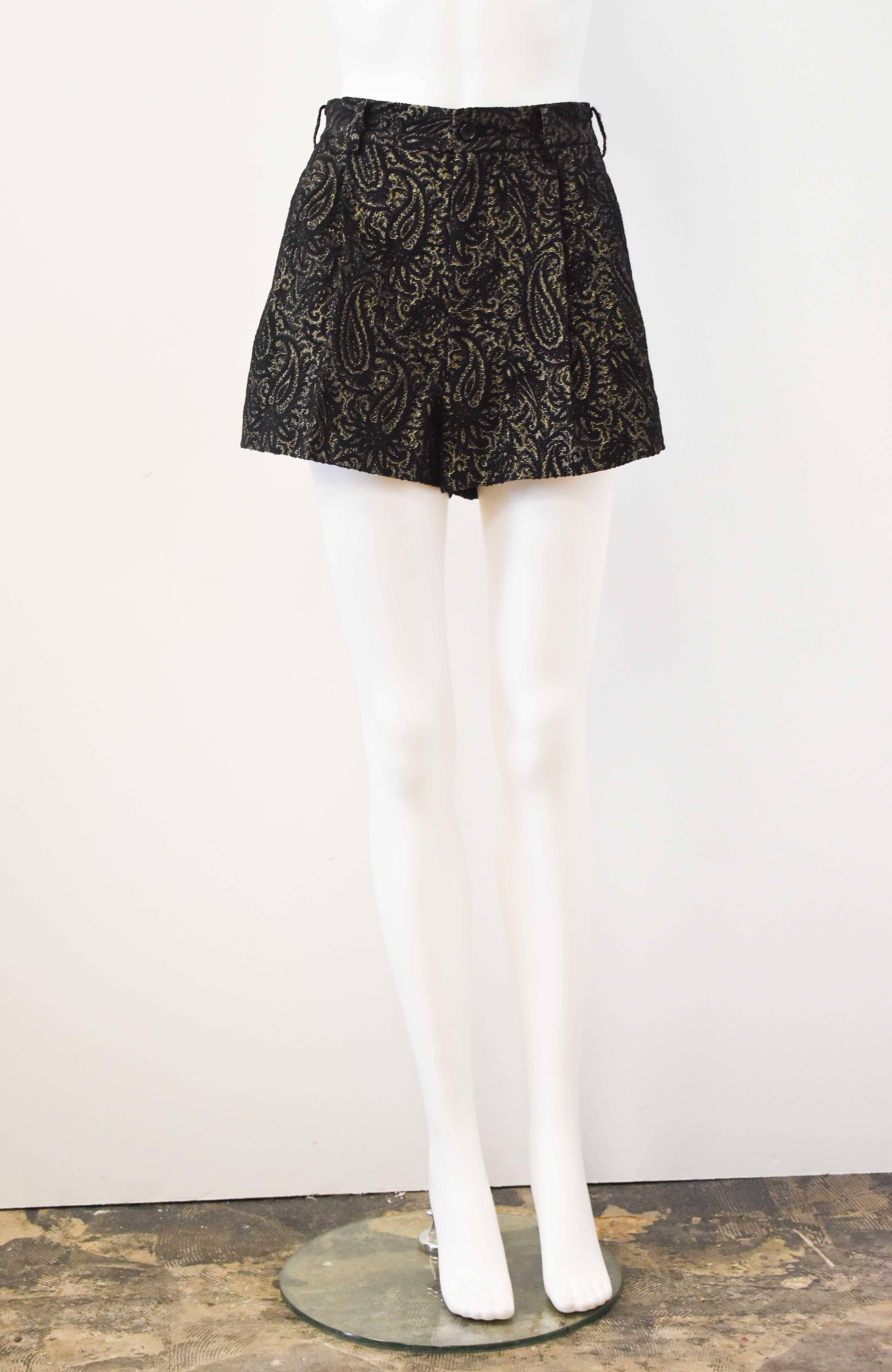 Comme des Garcons Black and Gold Brocade Shorts 2011 3