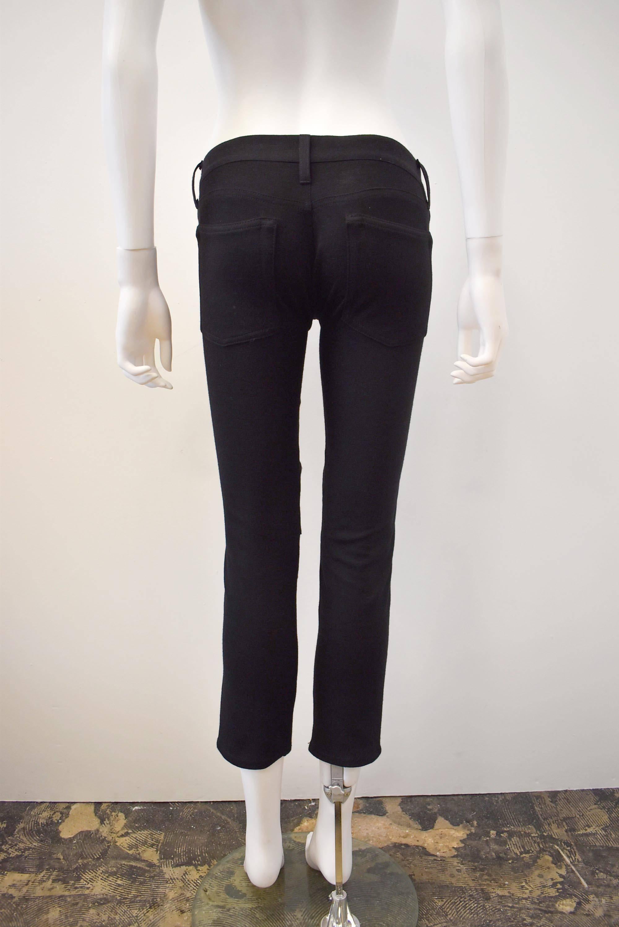 Women's or Men's Junya Watanabe CDG AW15 Punk black studded skinny jeans with slashed knee