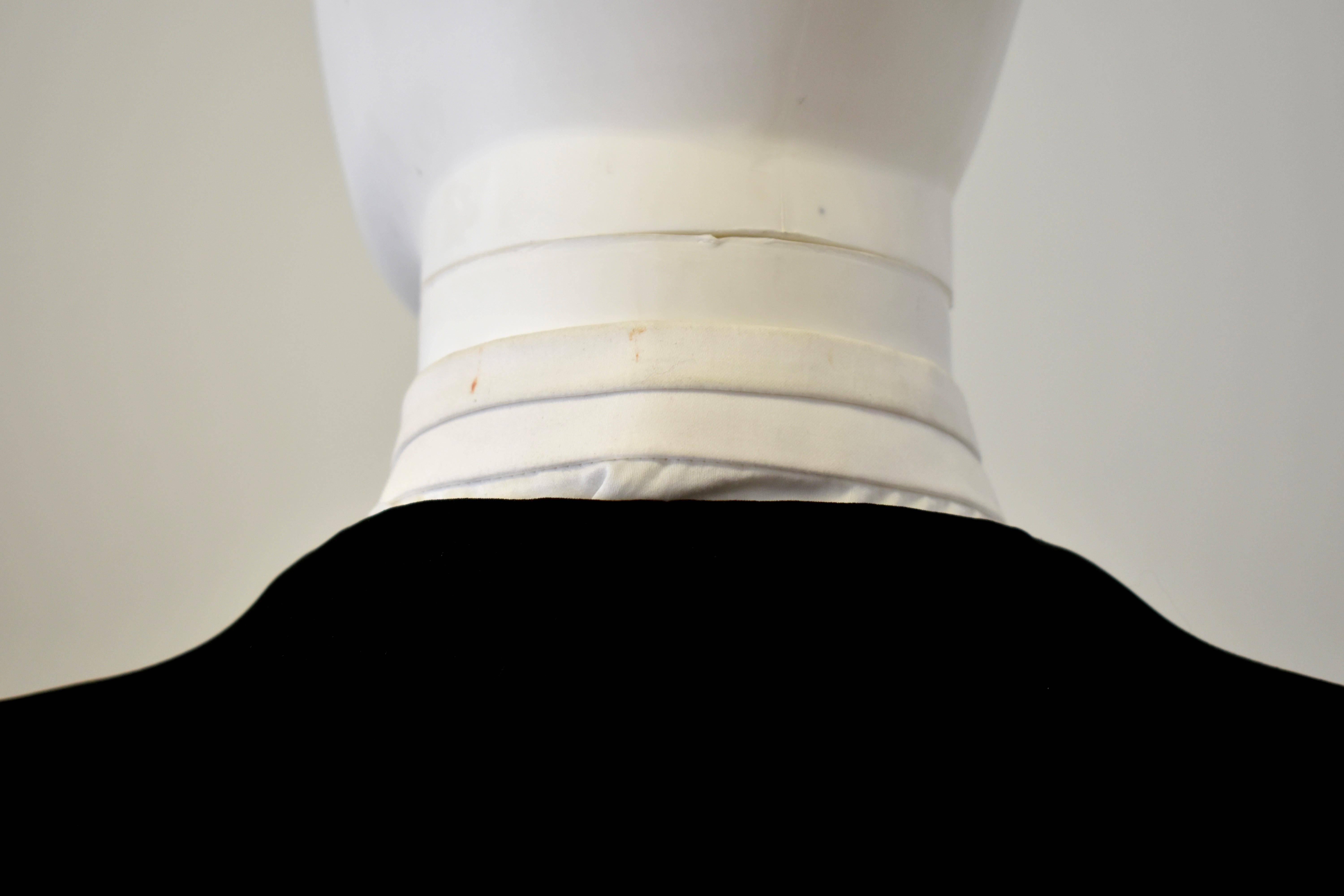 Women's Celine Black Sleeveless Long Tuxedo Coat with Attached White Shirt
