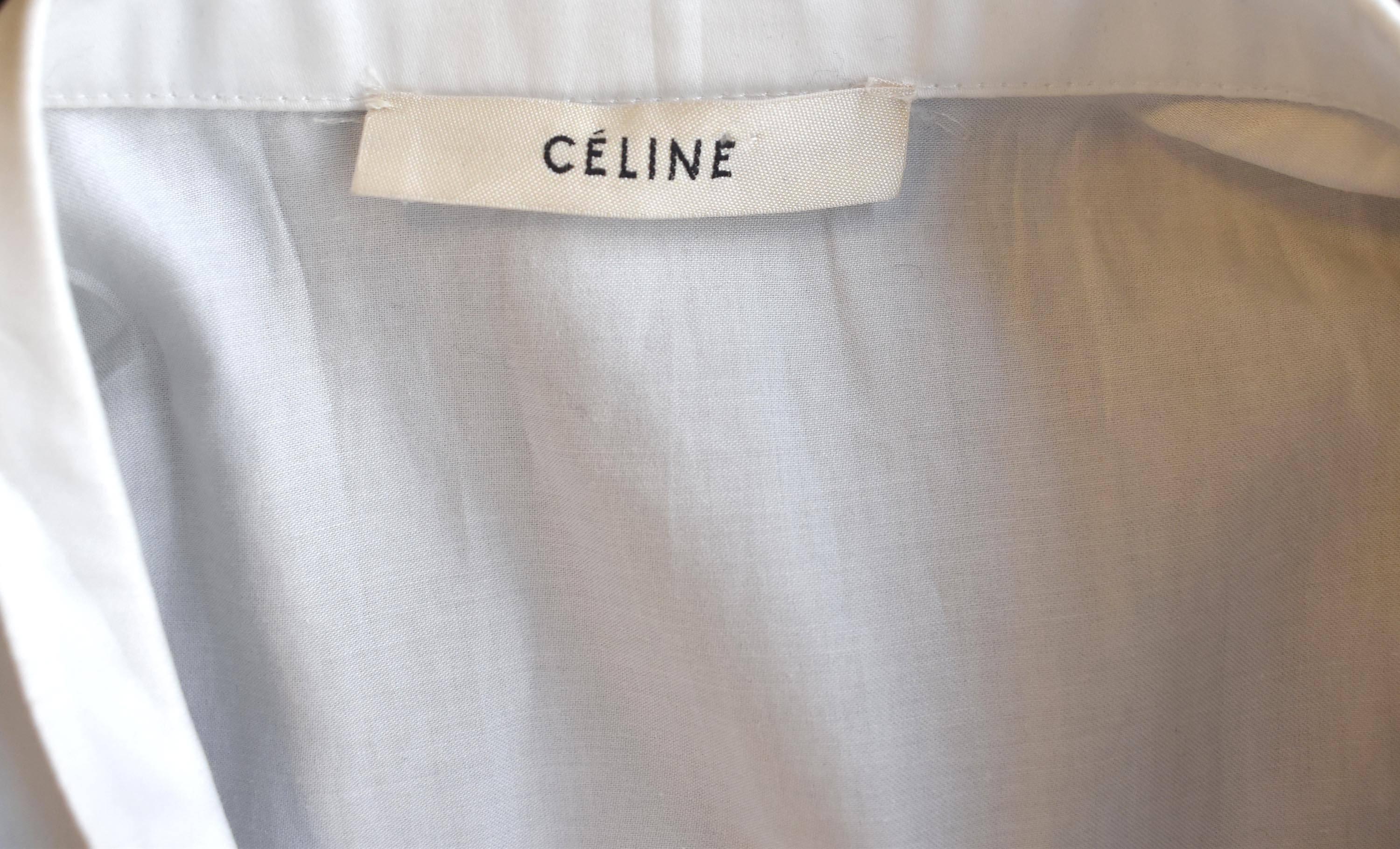 Celine Black Sleeveless Long Tuxedo Coat with Attached White Shirt 2