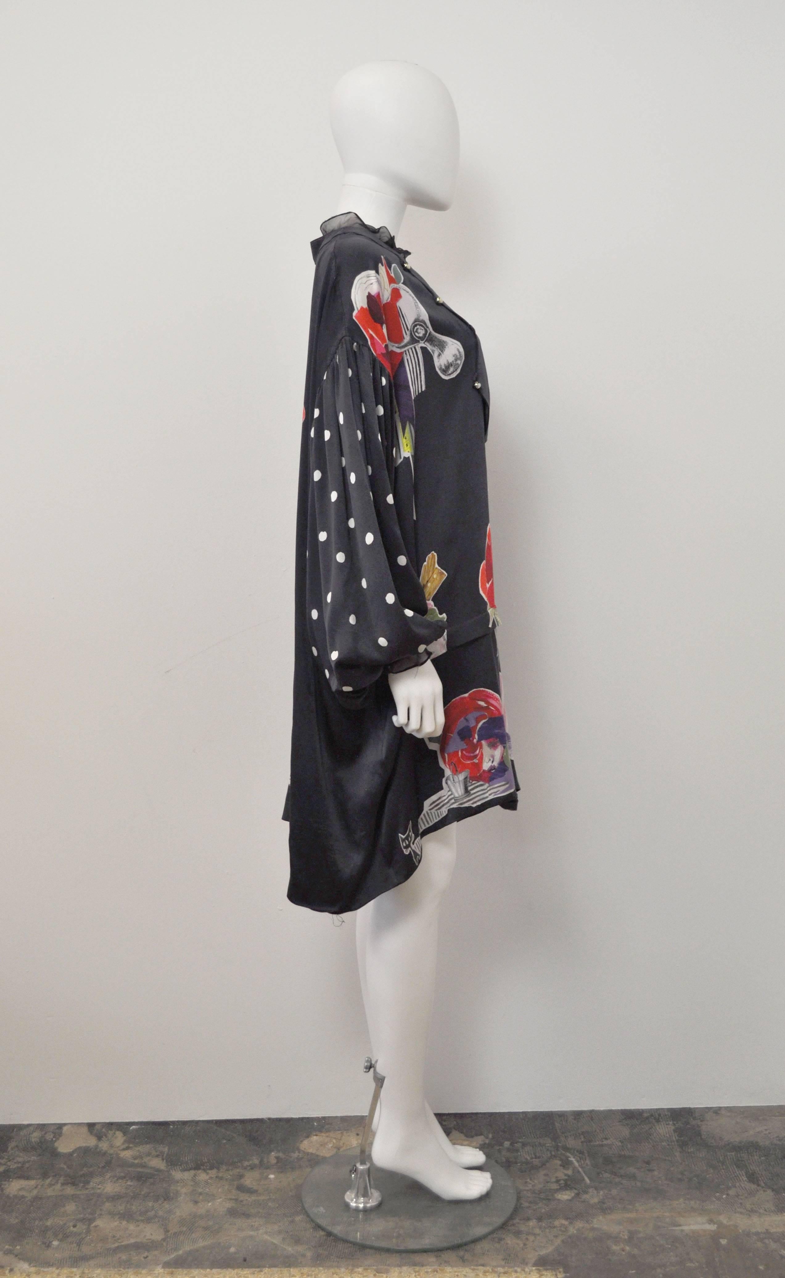 Mulberry Rare Limited Ed Artist Collab Julie Verhoeven Silk Print Dress and Bag In Good Condition In London, GB