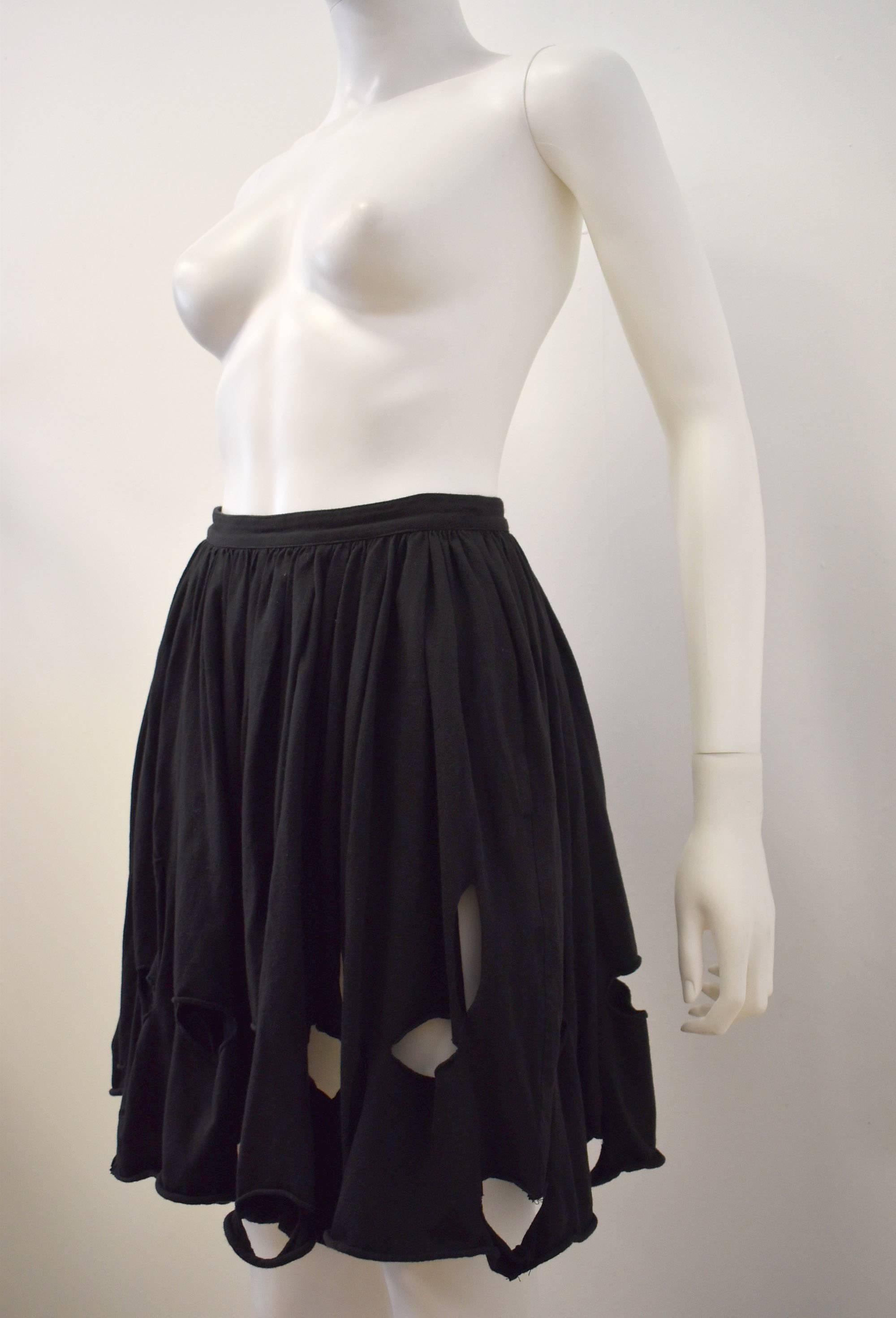 1990’s Comme des Garcons ‘Tricot’ Black Pleated Jersey Cut- Out Skirt In Good Condition In London, GB