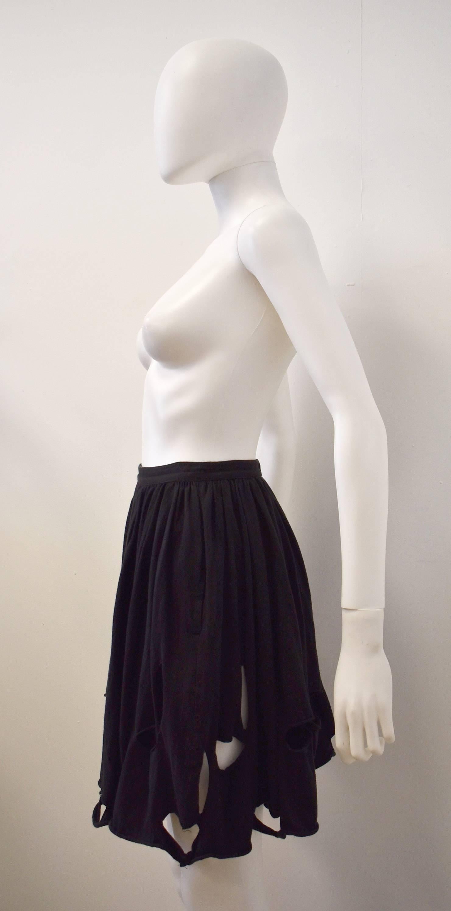 1990’s Comme des Garcons ‘Tricot’ Black Pleated Jersey Cut- Out Skirt 1