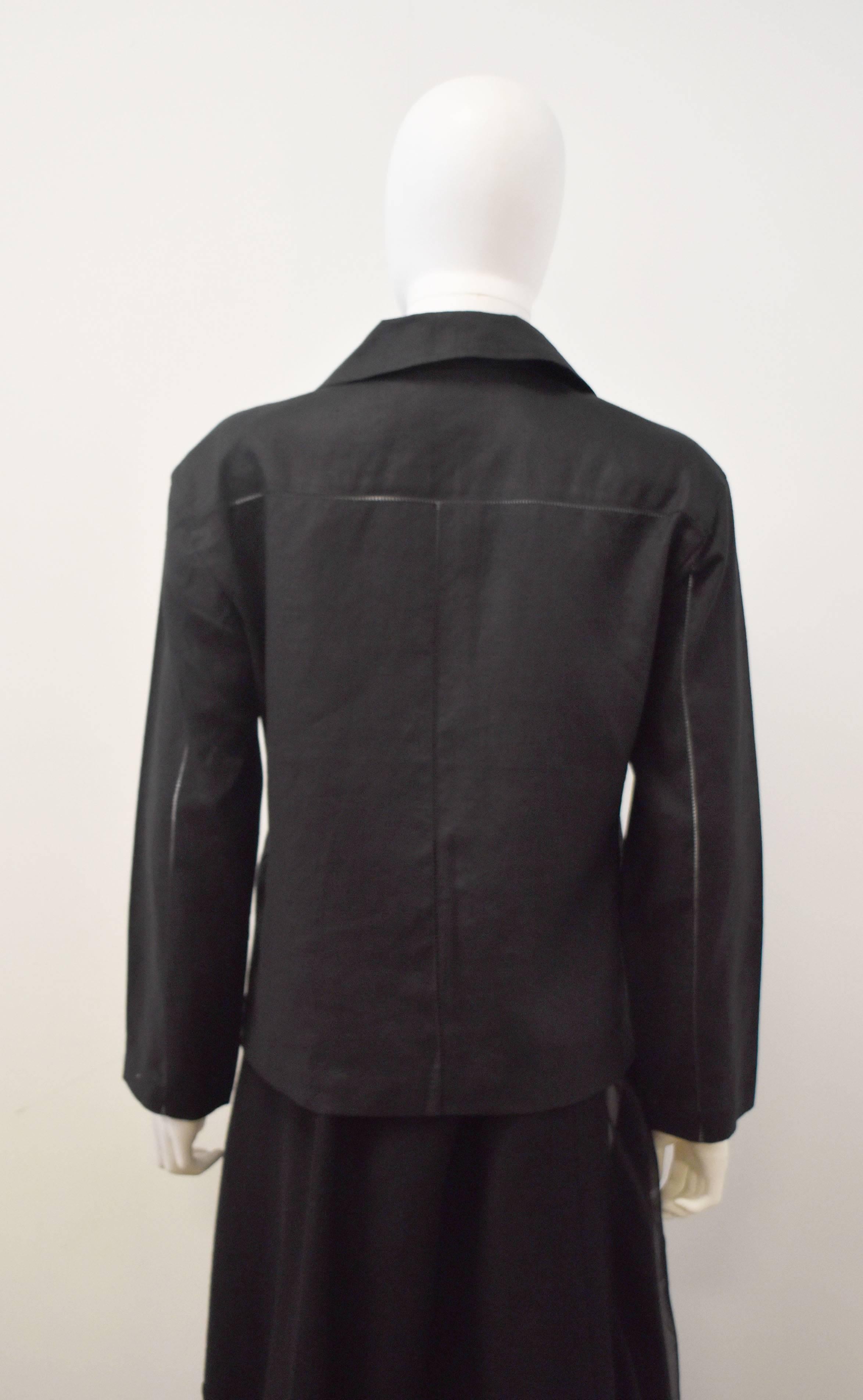 Issey Miyake Black Linen Jacket with fagotted panels  For Sale 2