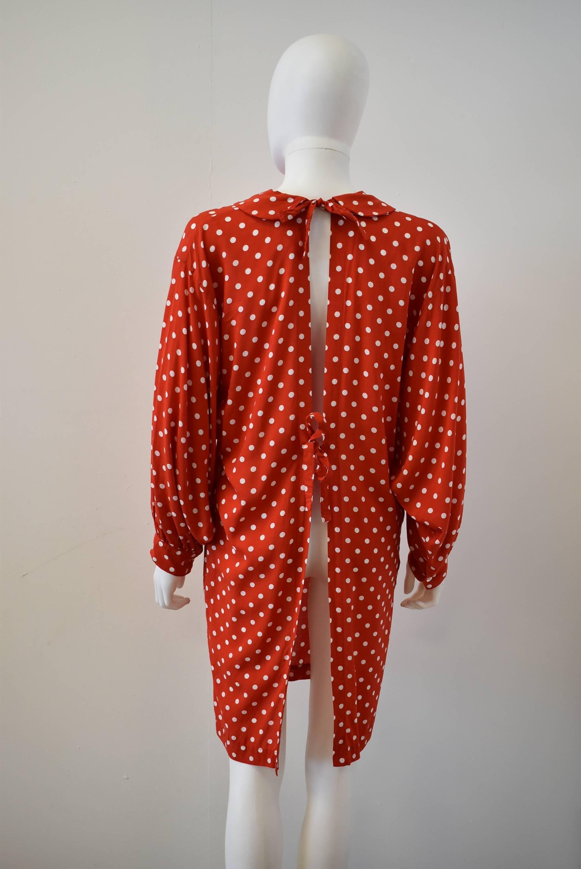 Women's Comme des Garcons red and white polka dot pinafore dress 2013