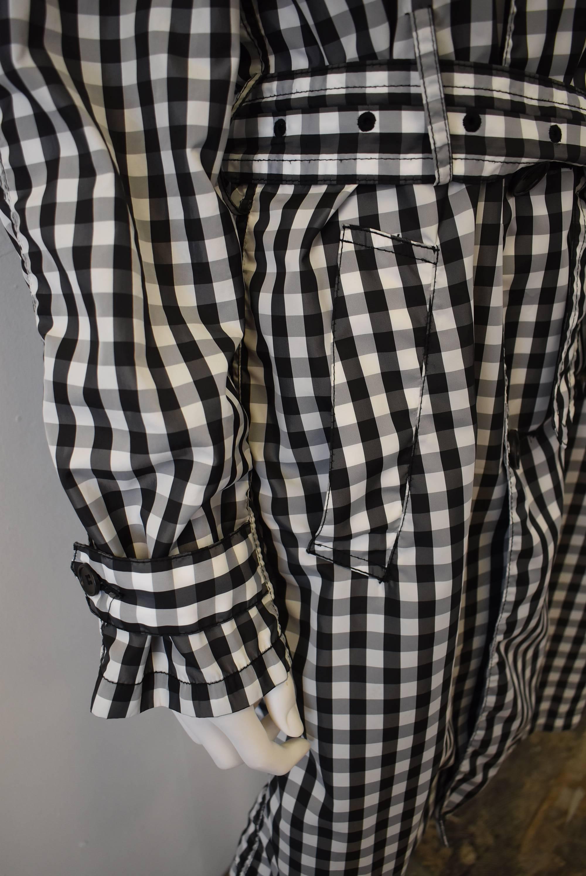 Comme des Garcons Black and White Check Trench Coat 1