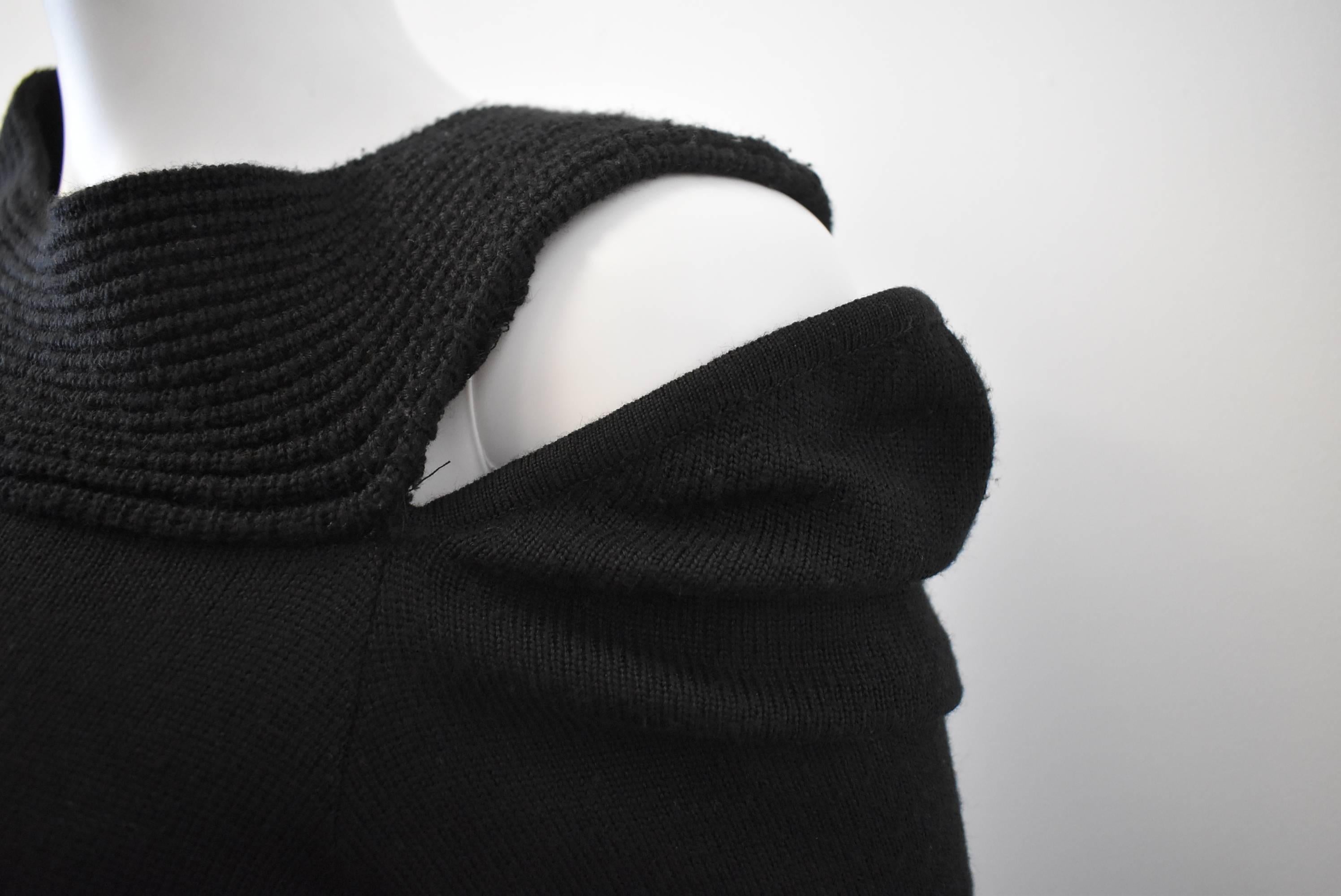 Balenciaga Black Knit Dress with Ribbed Asymetric Neckline 1