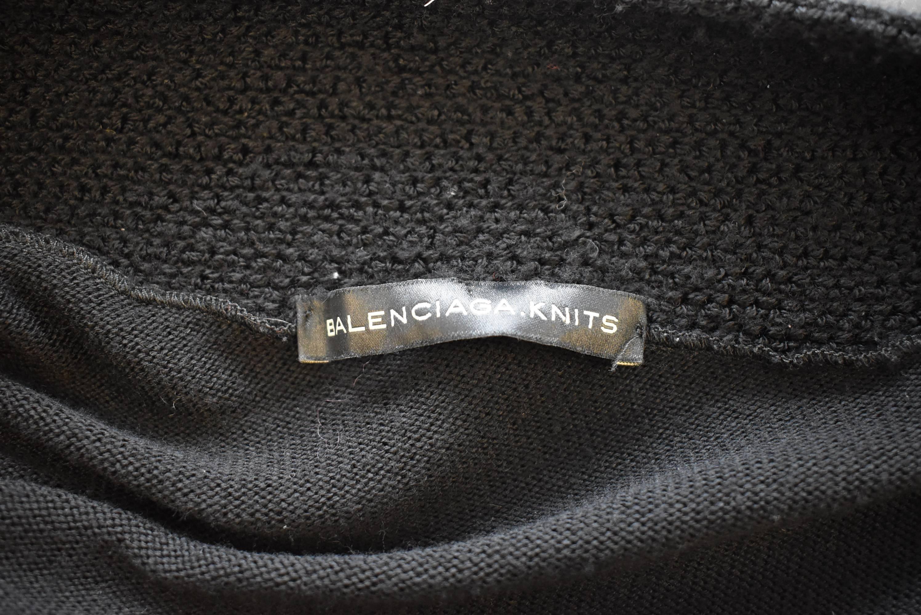 Balenciaga Black Knit Dress with Ribbed Asymetric Neckline 4