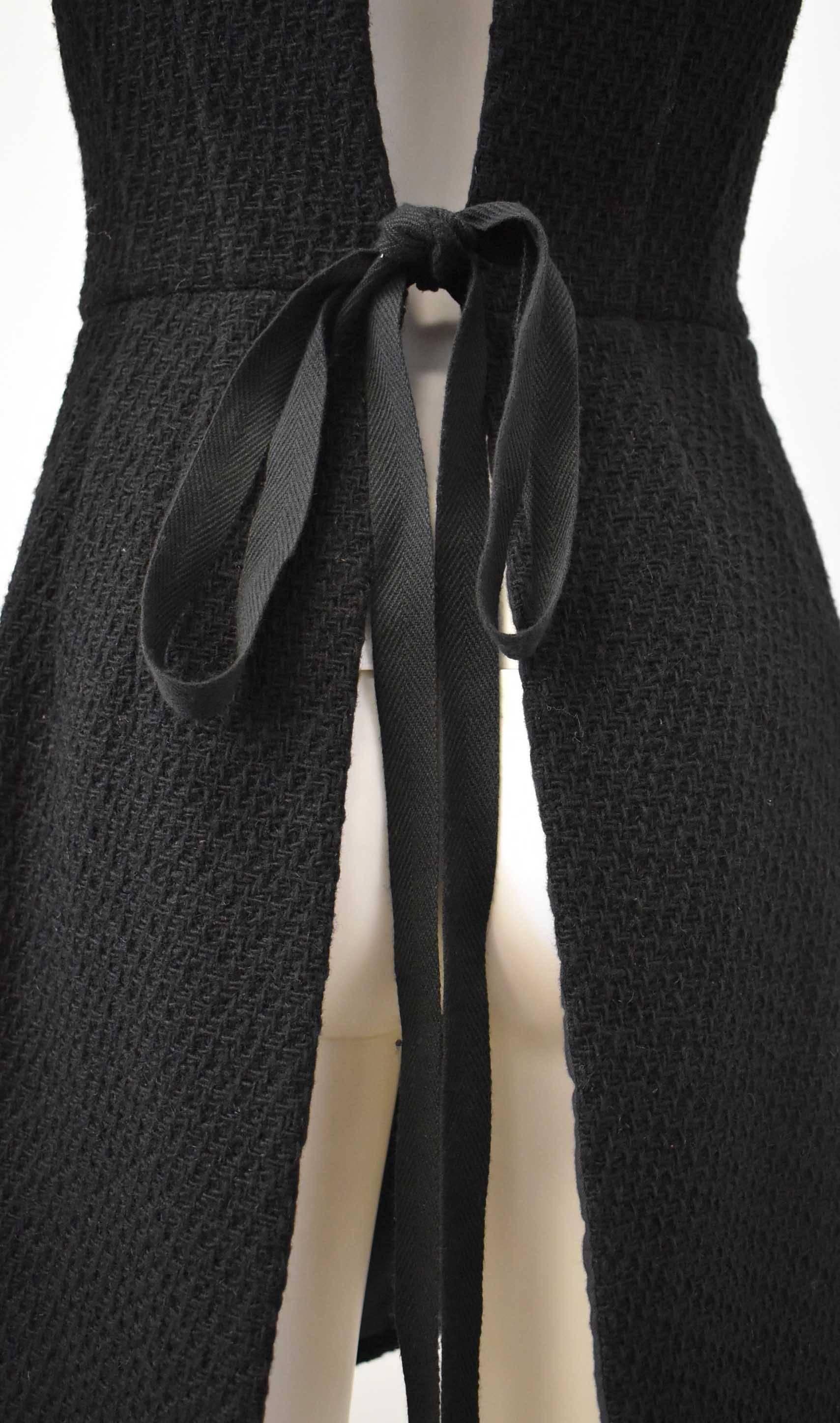 Junya Watanabe Black Boucle Wool Shift Dress with Open Back Detail 1