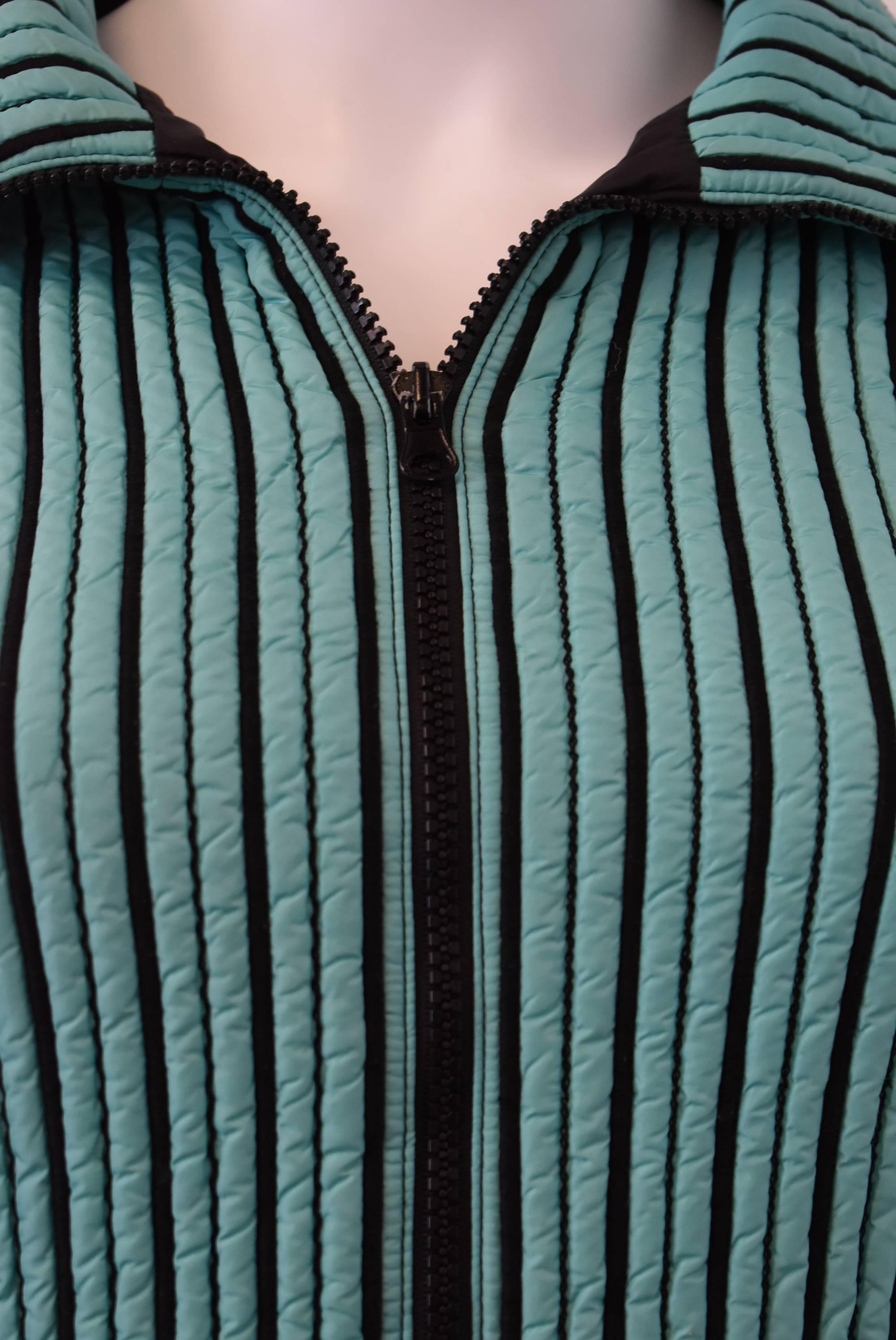 Women's Missoni Quilted Turquoise and Black Stripe Sports Jacket